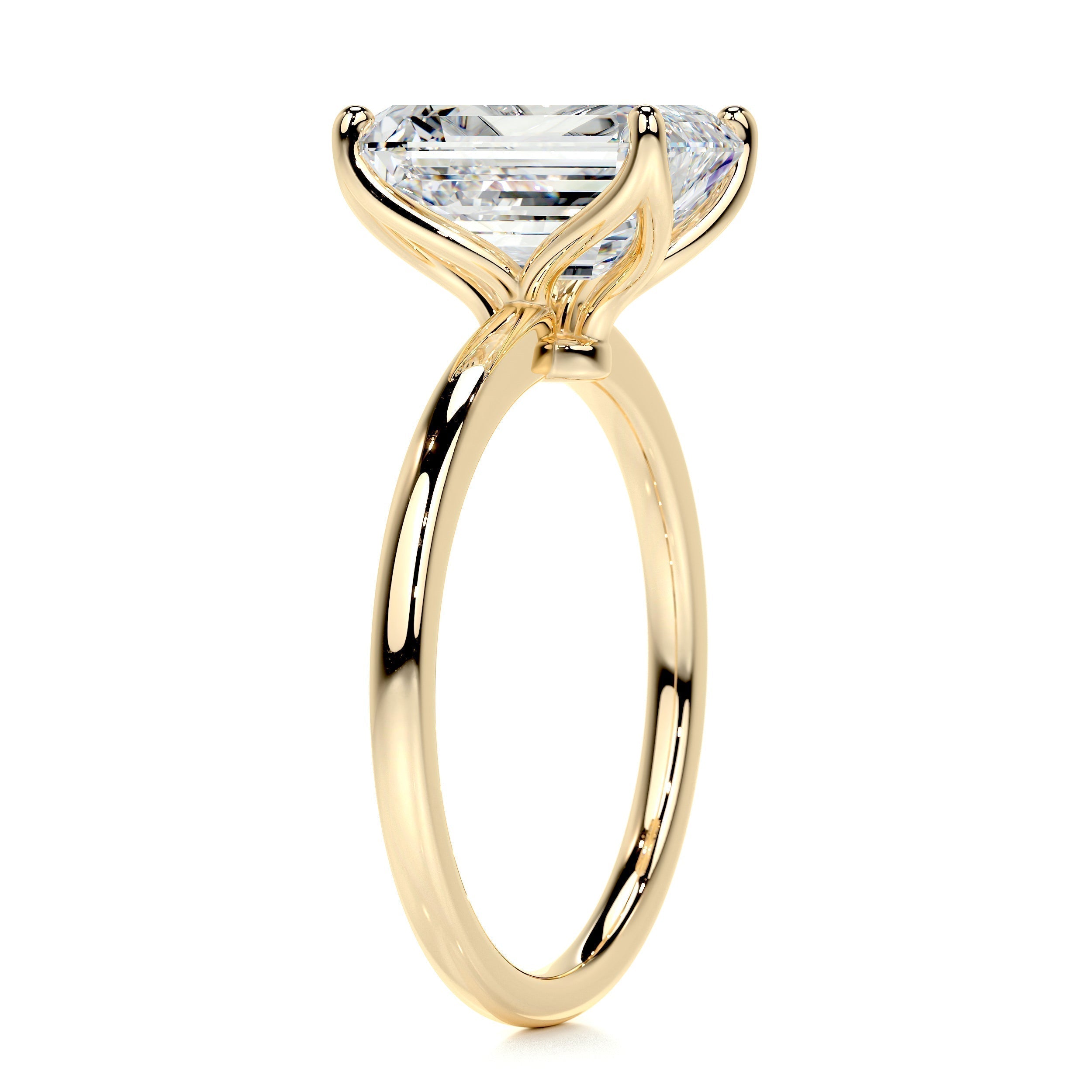 Emerald Solitaire Lab Grown Diamond Engagement Ring