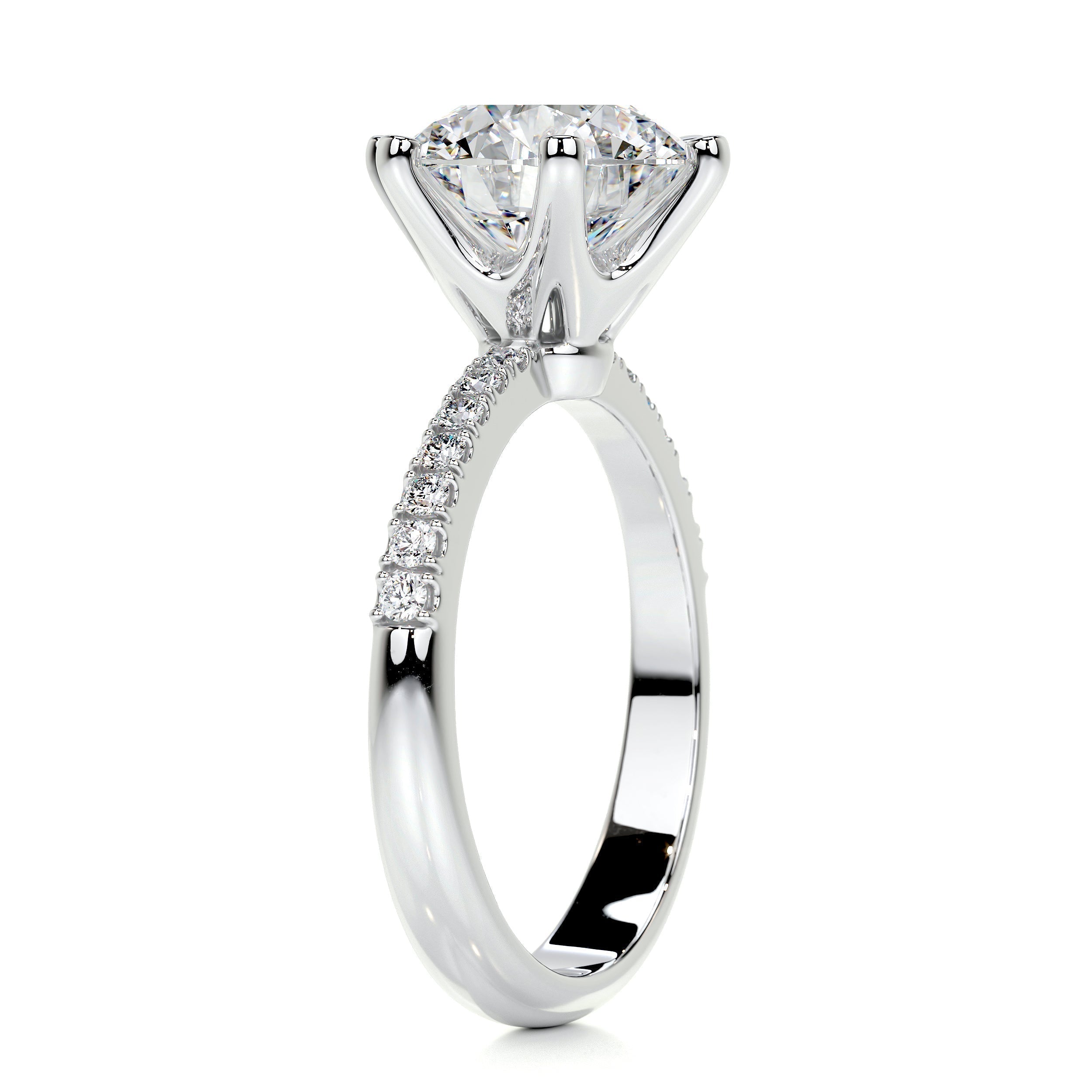 Round Pave Lab Grown Diamond Engagement Ring