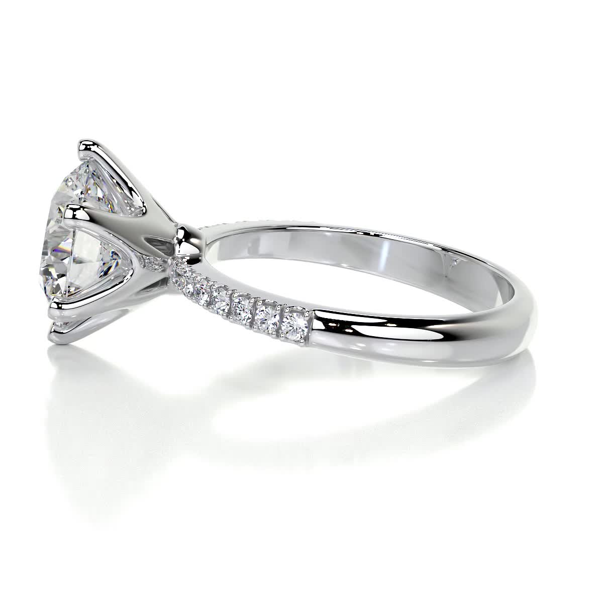 Round Pave Lab Grown Diamond Engagement Ring