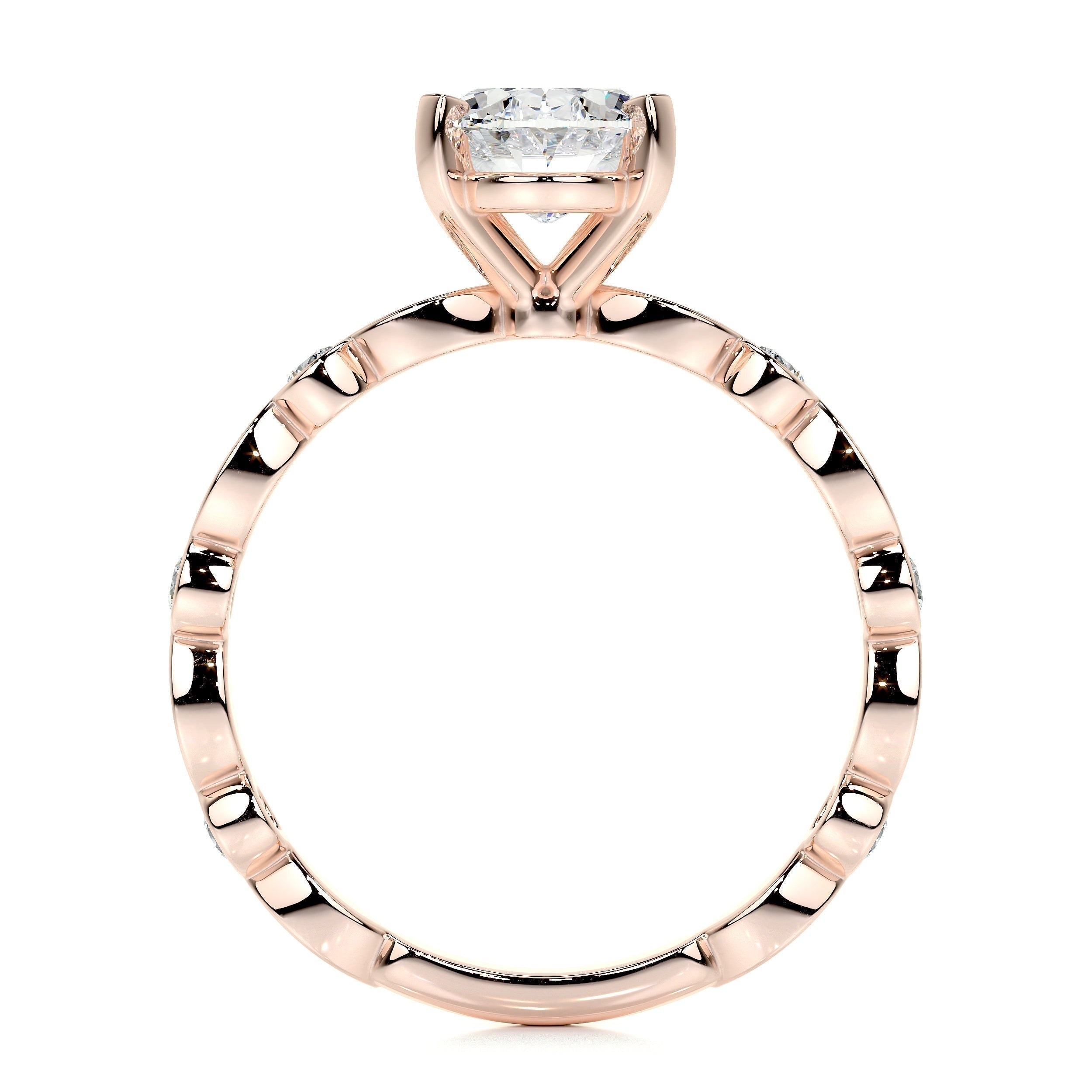 Oval Dainty Pave Lab Grown Diamond Engagement Ring