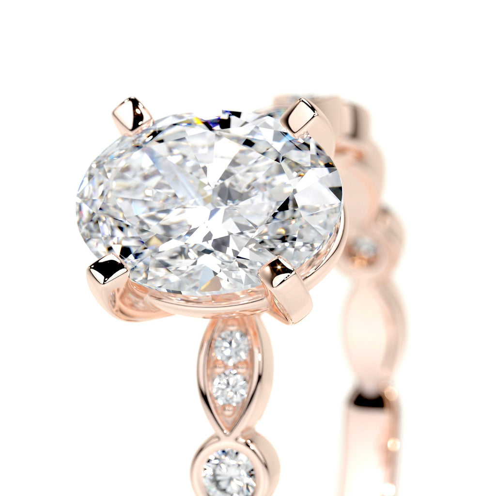 Oval Dainty Pave Lab Grown Diamond Engagement Ring