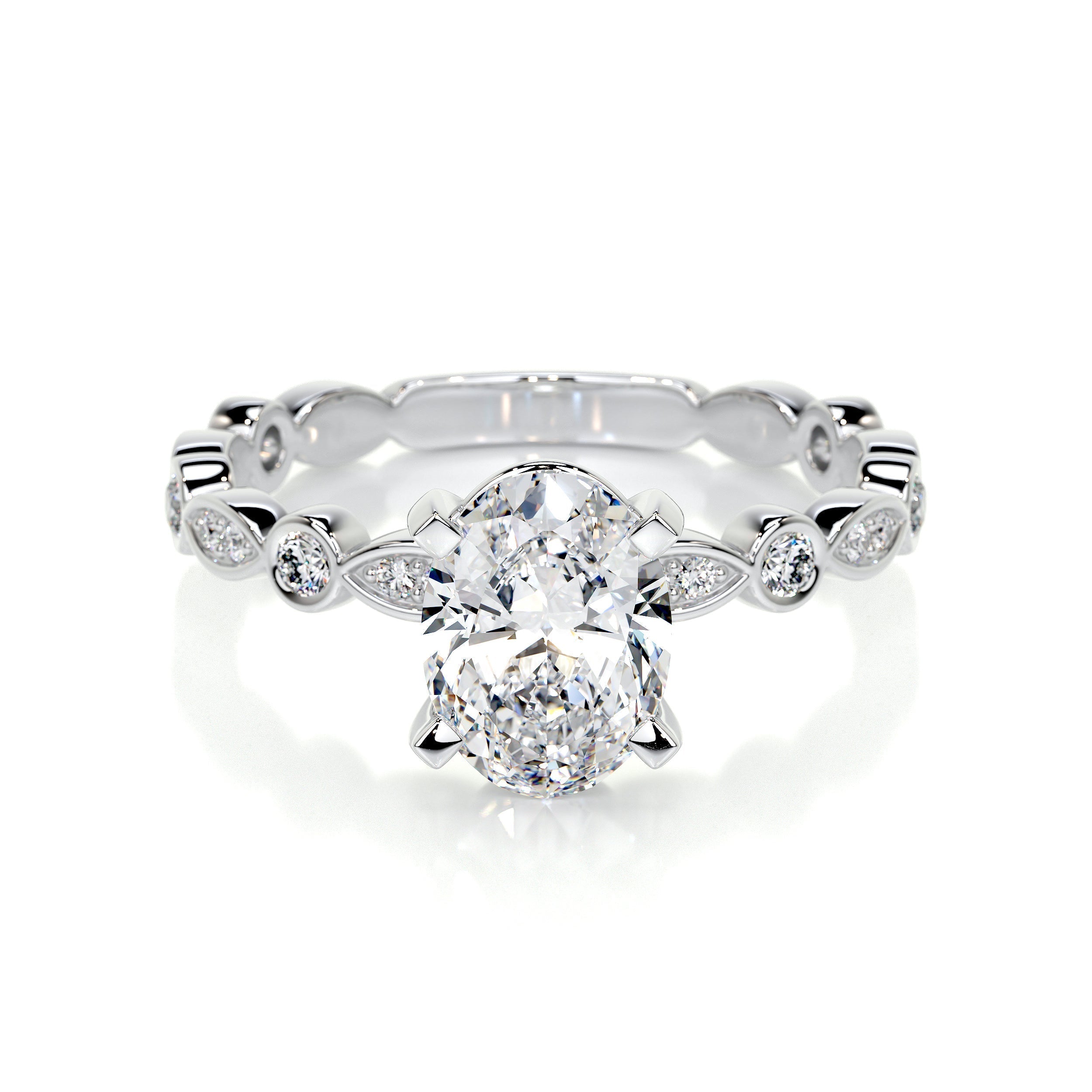 Oval Dainty Pave Lab Grown Diamond Engagement Ring