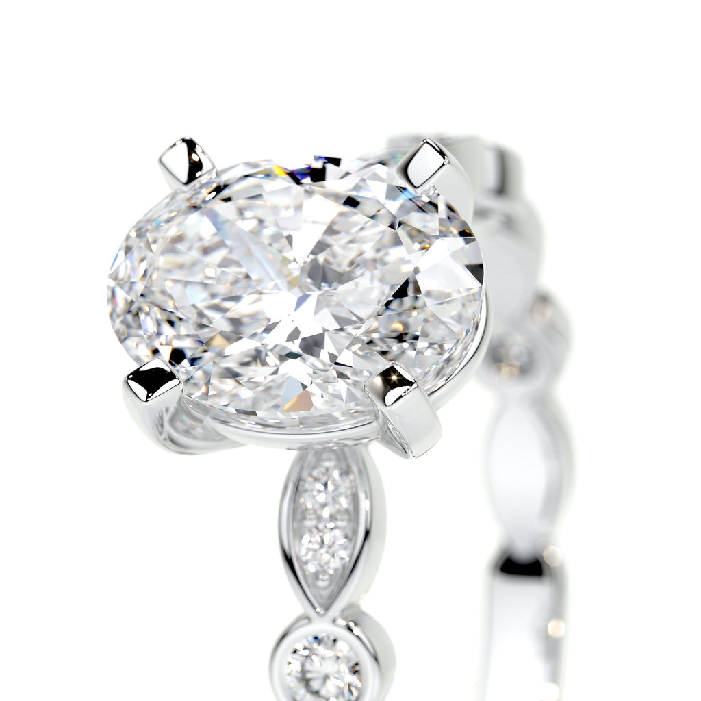 Oval Dainty Pave Lab Grown Diamond Engagement Ring
