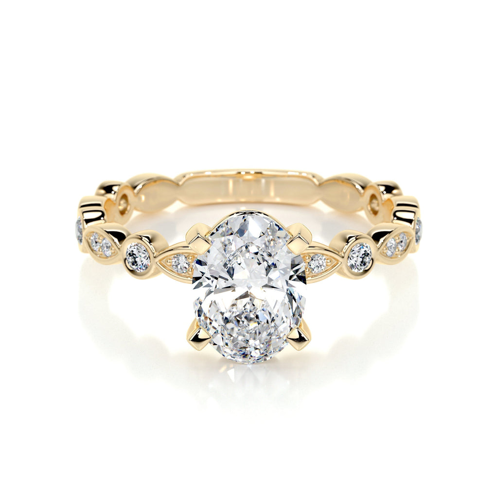 Oval Dainty Pave Lab Grown Diamond Engagement Ring