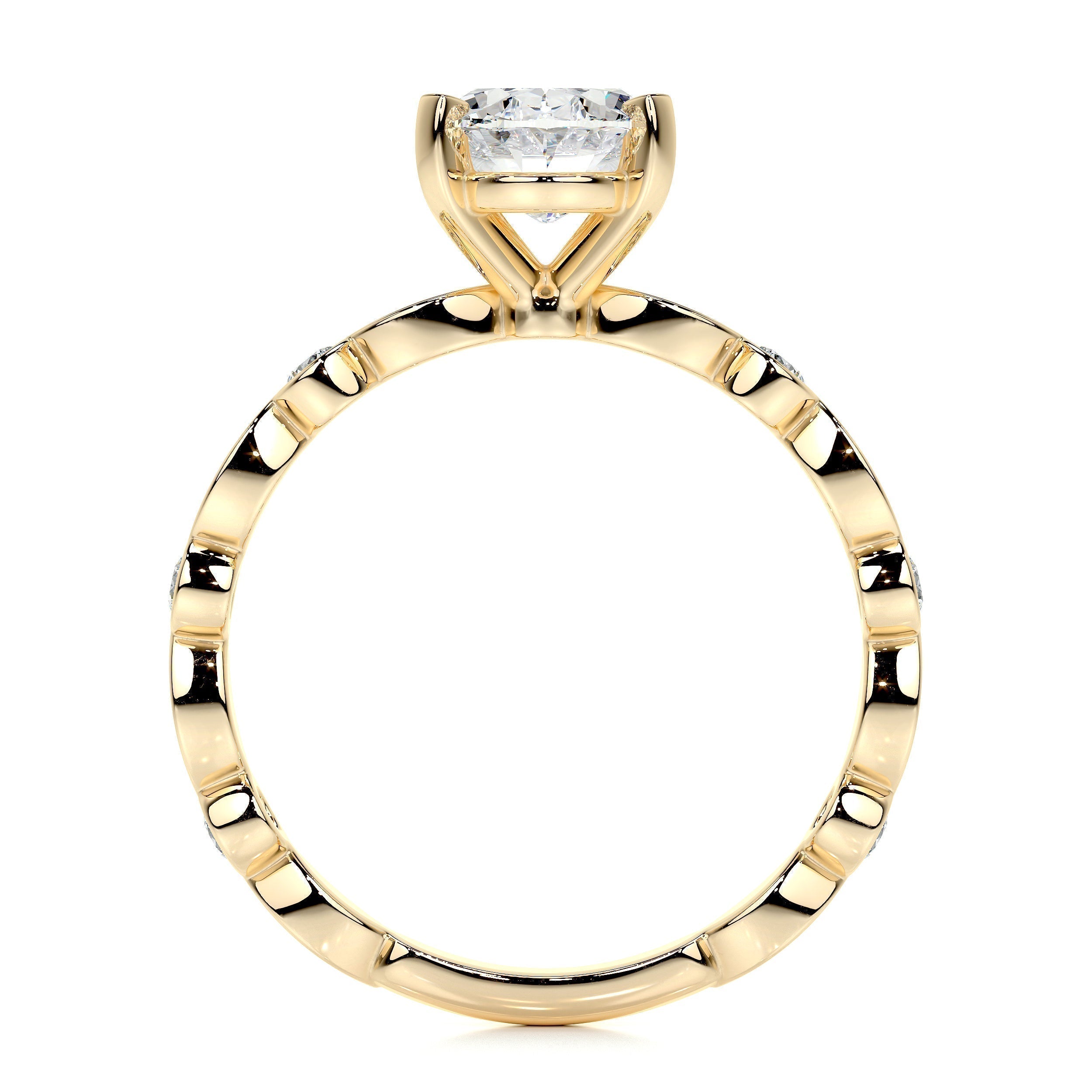 Oval Dainty Pave Lab Grown Diamond Engagement Ring