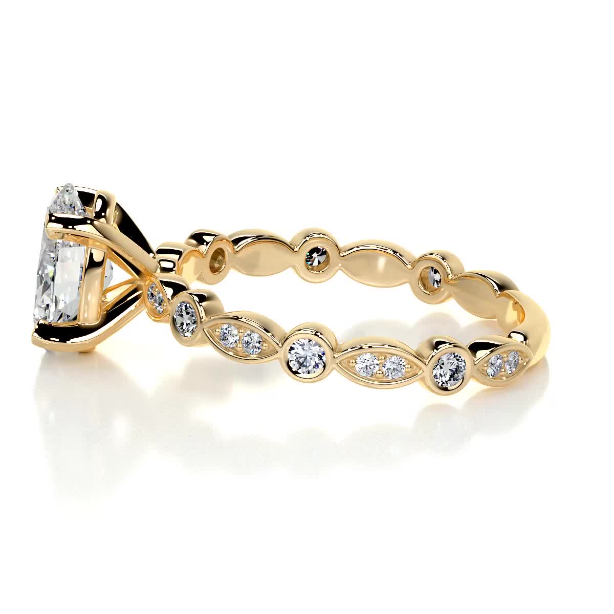 Oval Dainty Pave Lab Grown Diamond Engagement Ring