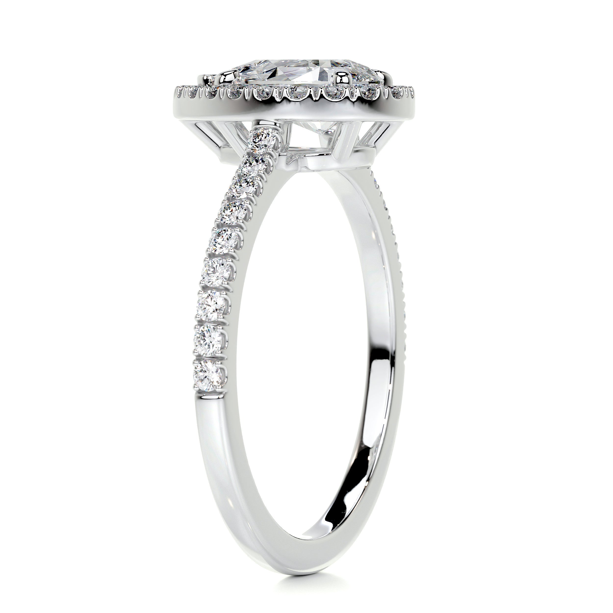 Pear Halo & Pave Lab Grown Diamond Engagement Ring