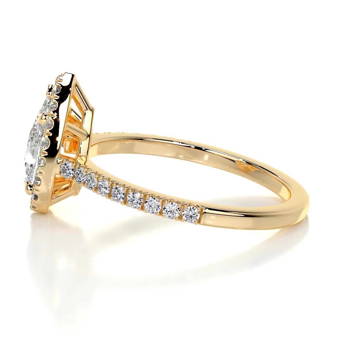 Pear Halo & Pave Lab Grown Diamond Engagement Ring