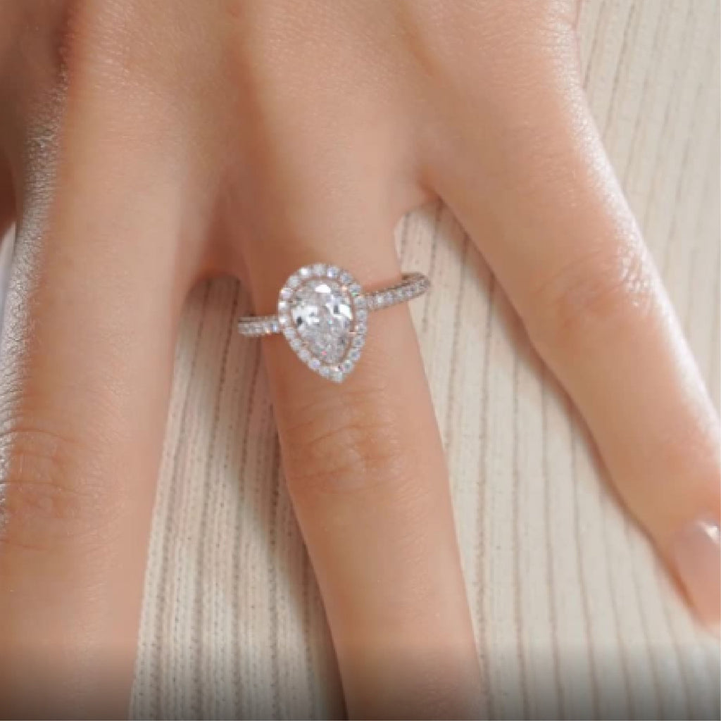 Pear Halo Lab Grown Diamond Engagement Ring