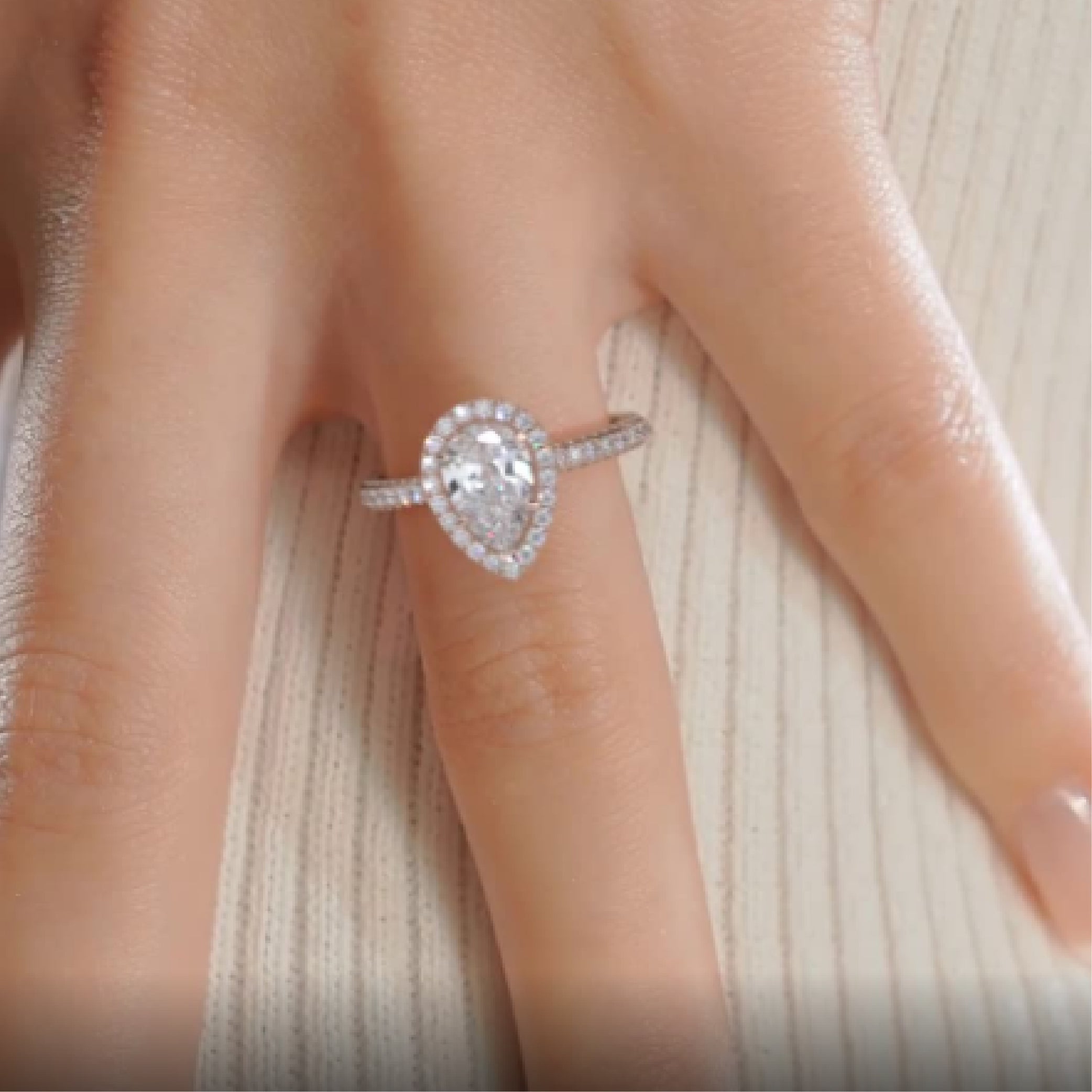 Pear Halo Lab Grown Diamond Engagement Ring