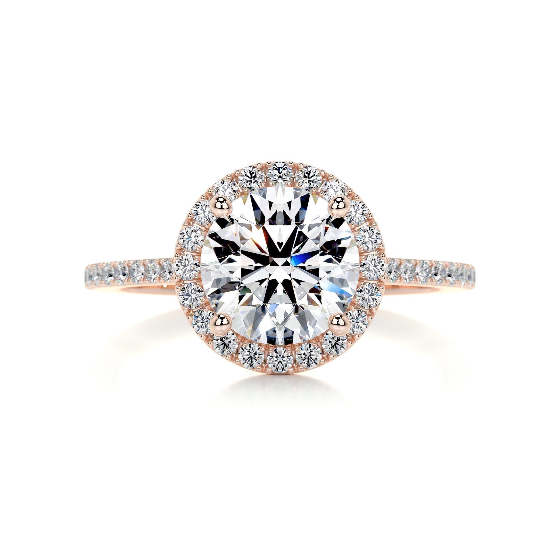 Round Halo & Pave Lab Grown Diamond Engagement Ring