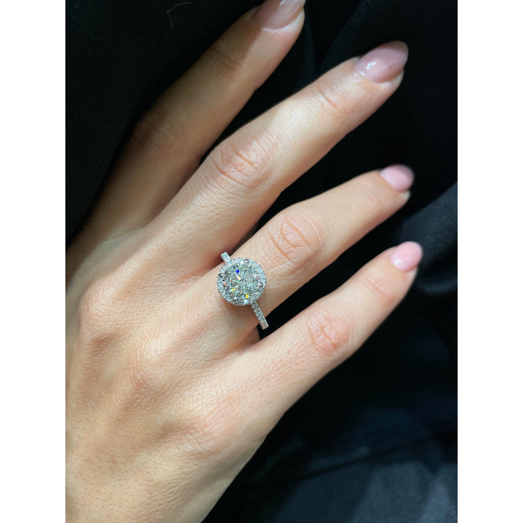 Round Halo & Pave Lab Grown Diamond Engagement Ring