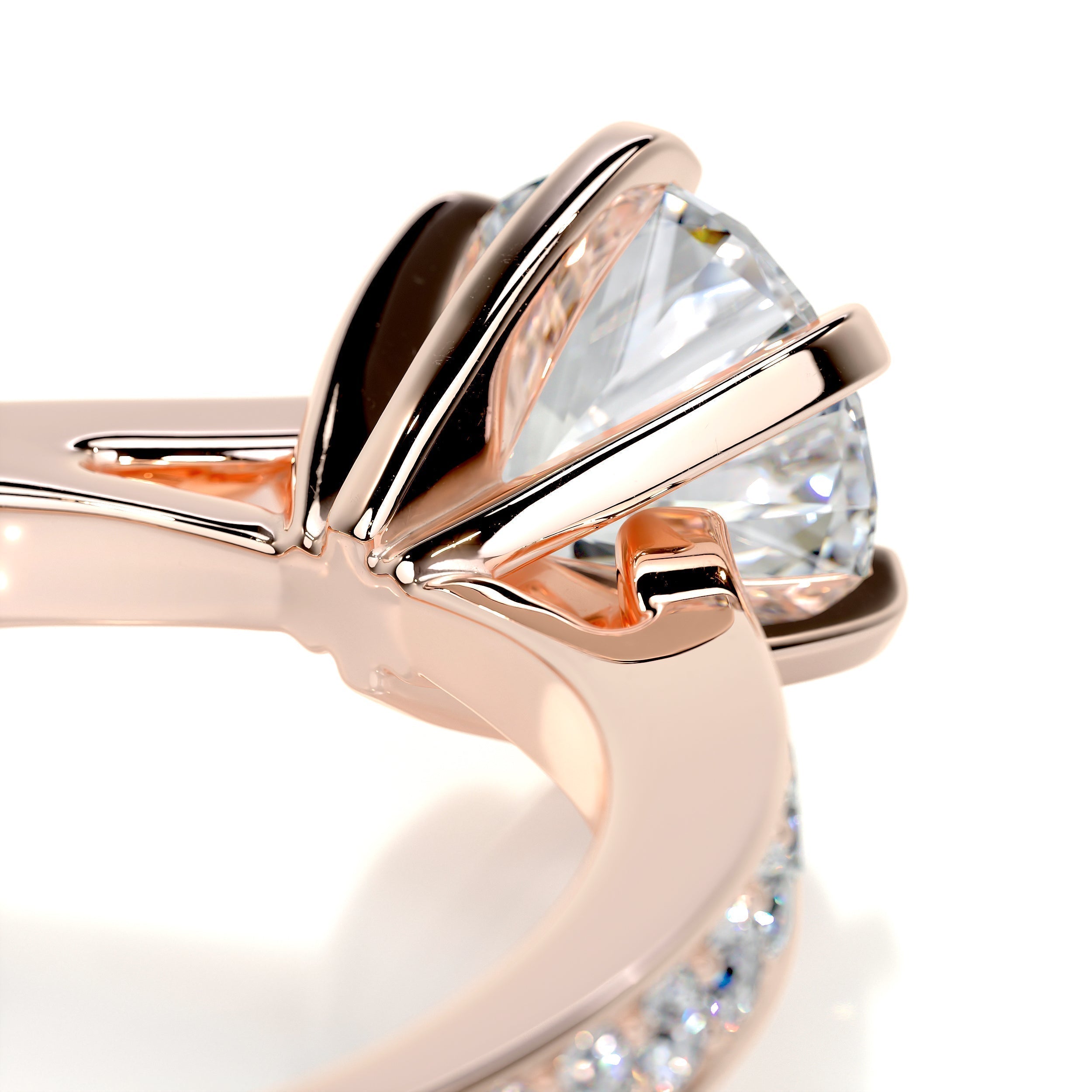 Round Pave Lab Grown Diamond Engagement Ring