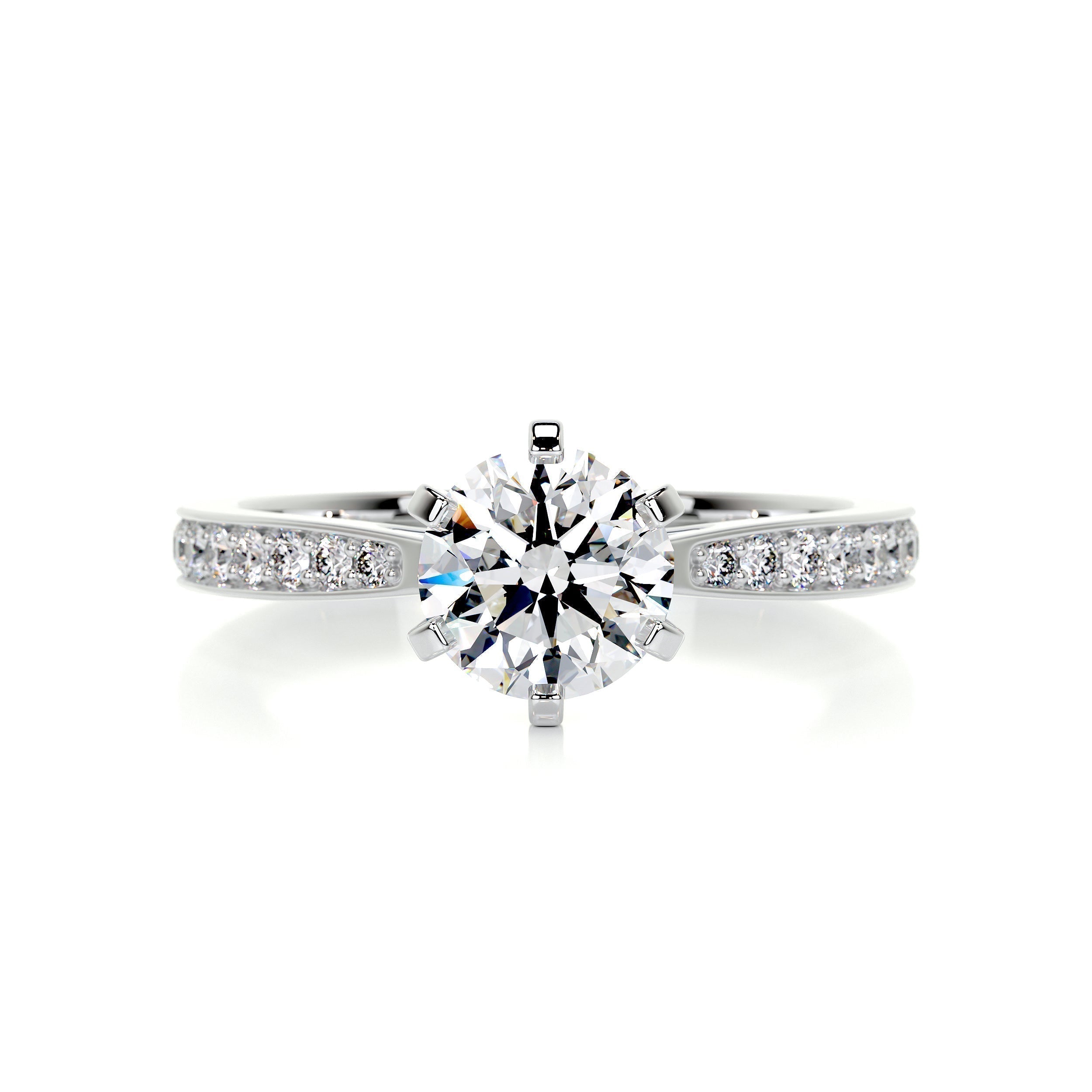 Round Pave Lab Grown Diamond Engagement Ring