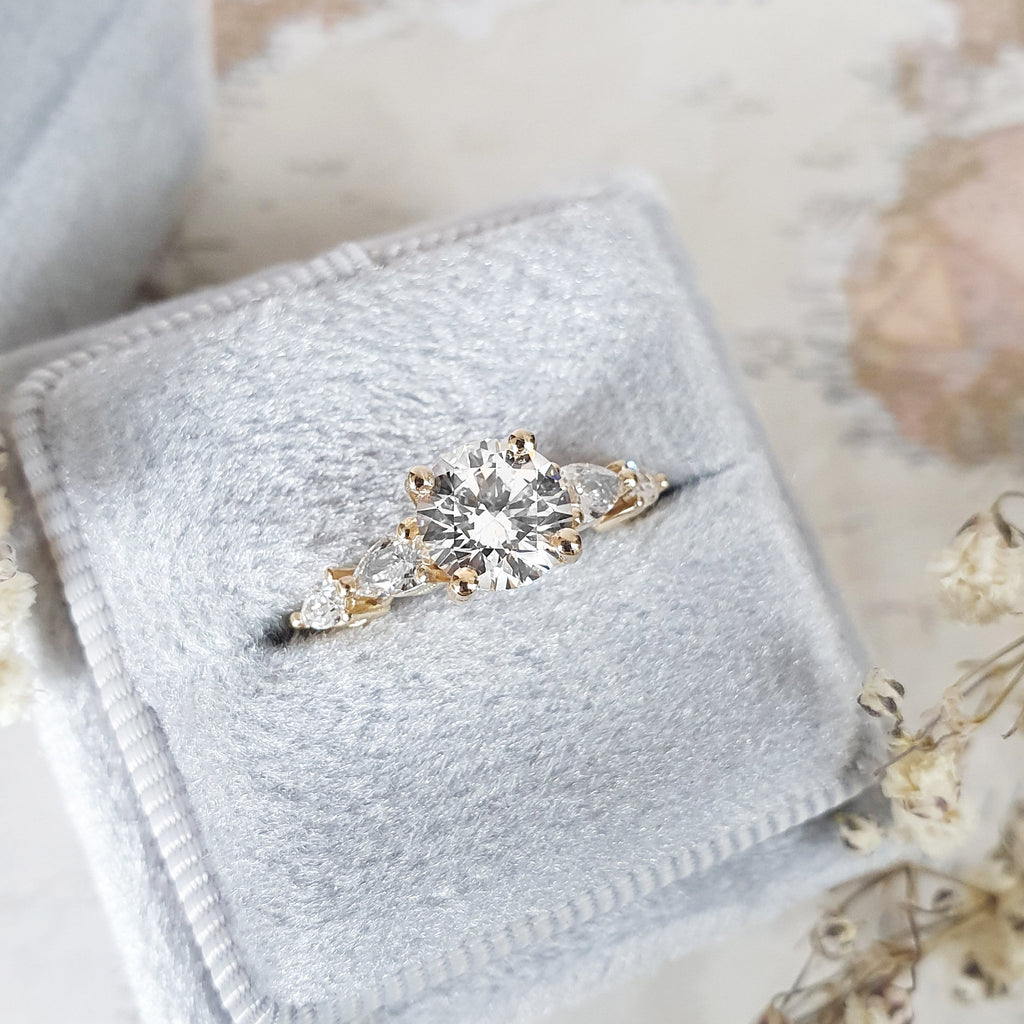 1.0 CT Round Three Stones Lab Grown Diamond Engagement Ring