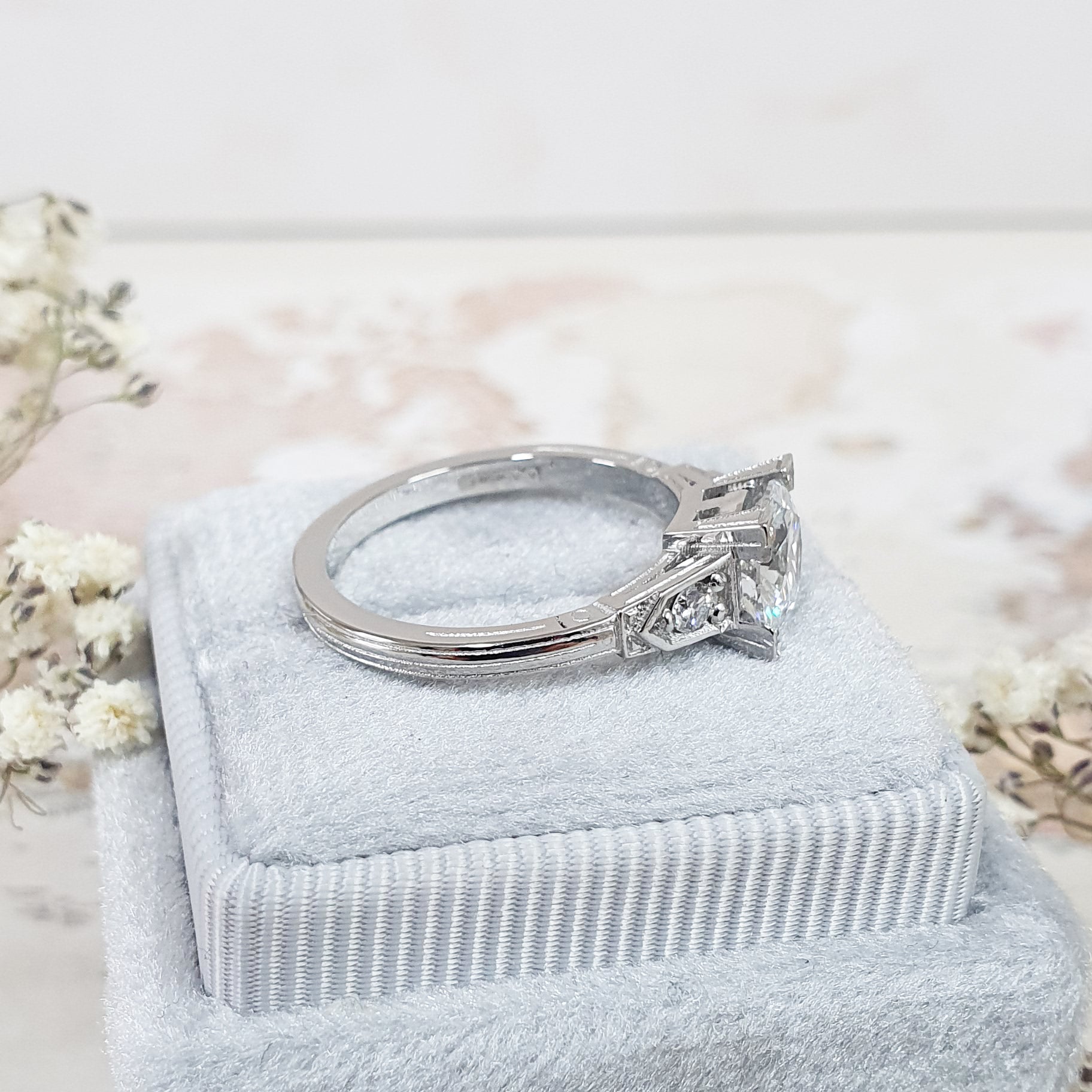 Round Pave Lab Grown Diamond Engagement Ring