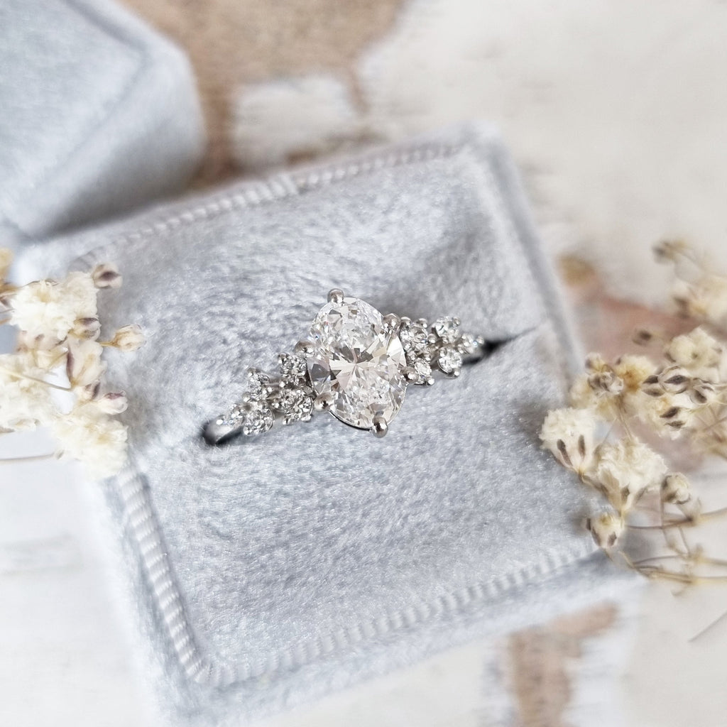 Oval Cluster Lab Grown Diamond Engagement Ring