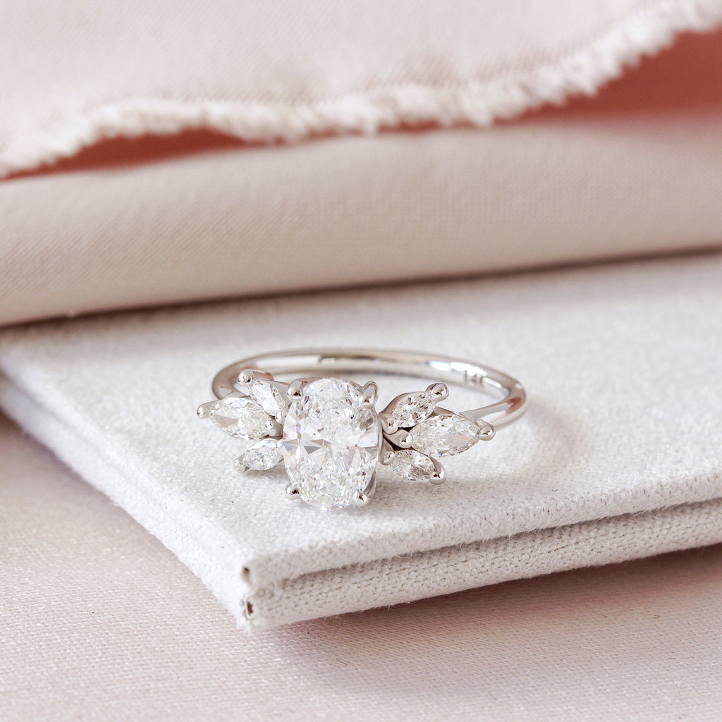 Oval Cluster Lab Grown Diamond Engagement Ring