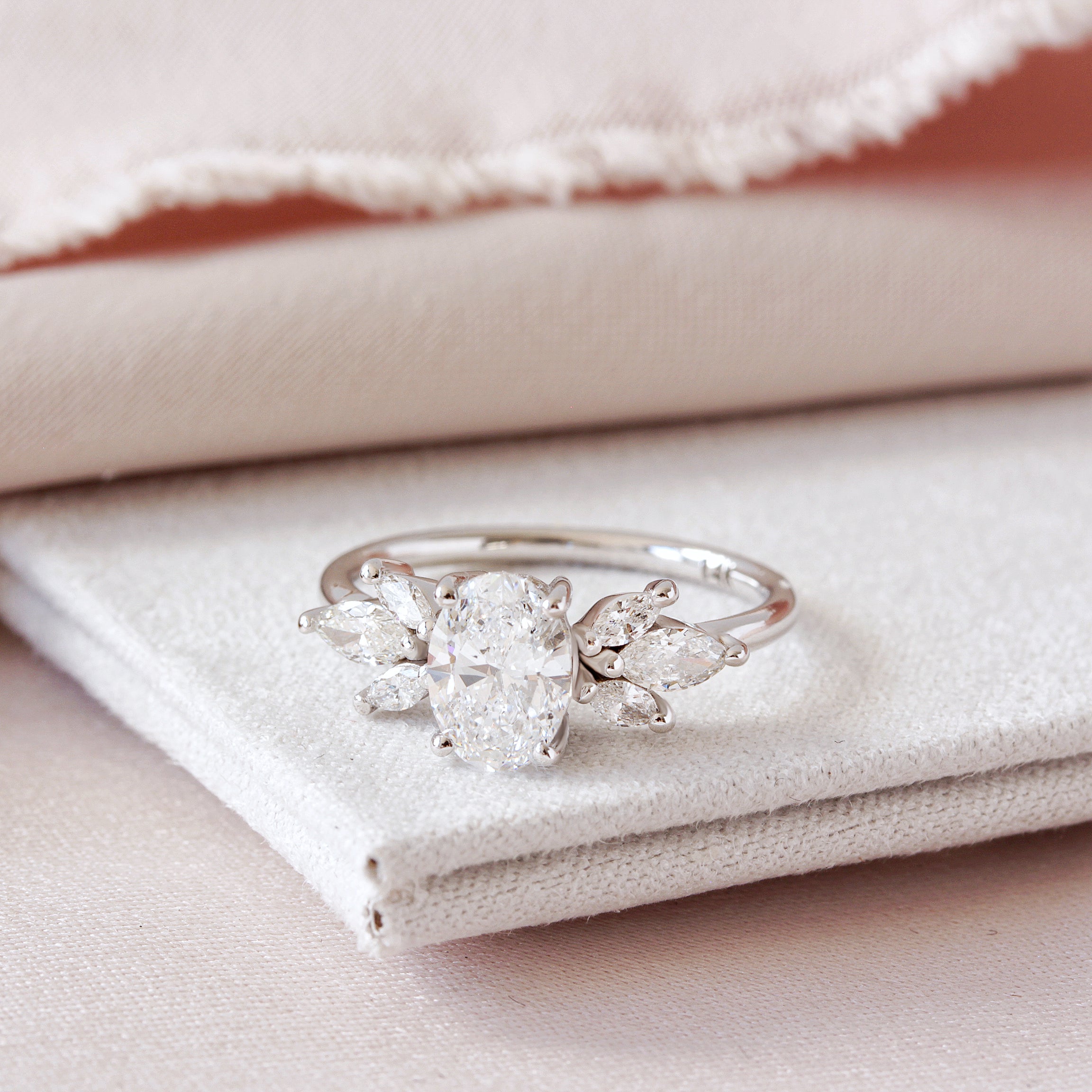 Oval Cluster Lab Grown Diamond Engagement Ring