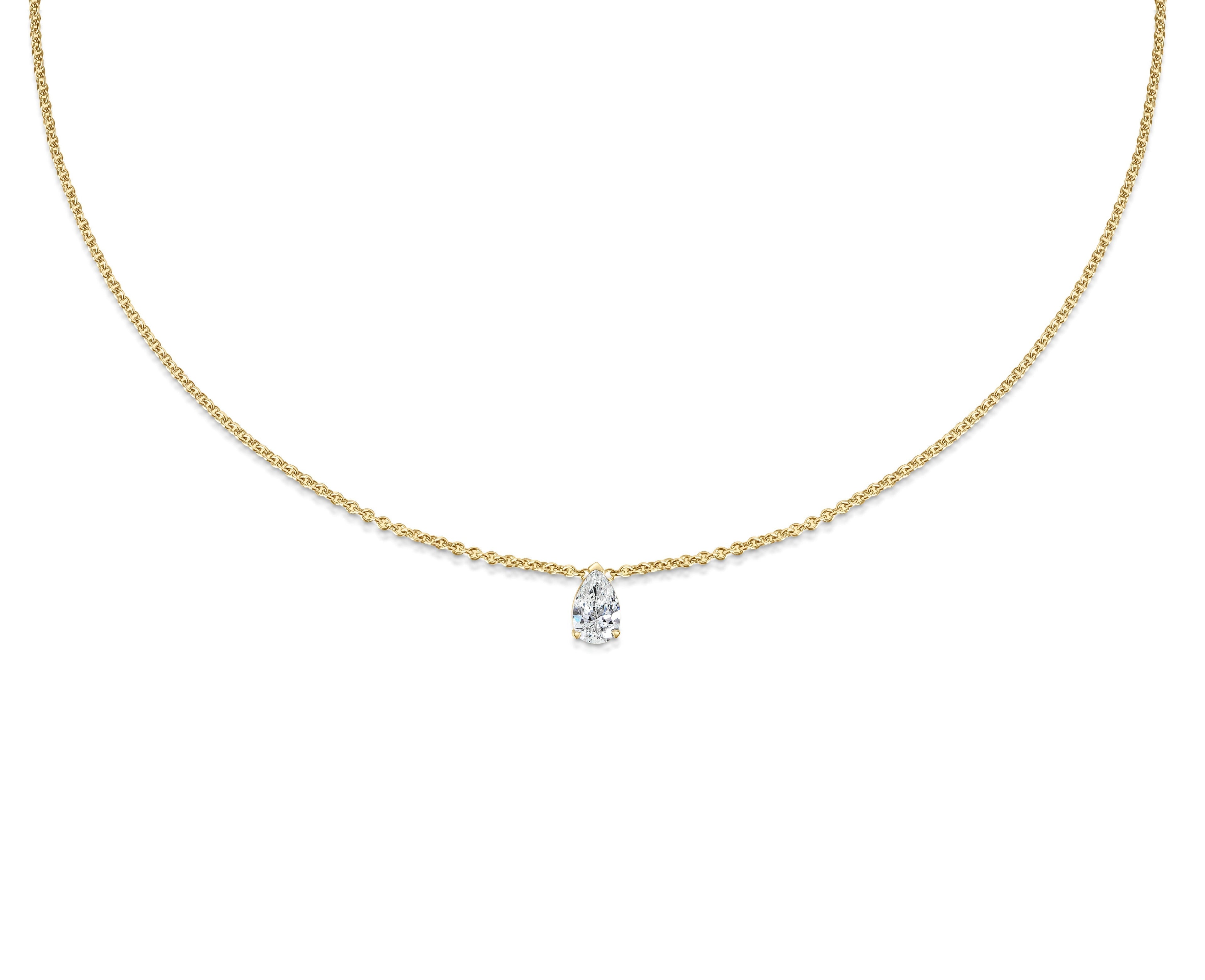 0.30 CT Pear Solitaire Lab Grown Diamond Necklace