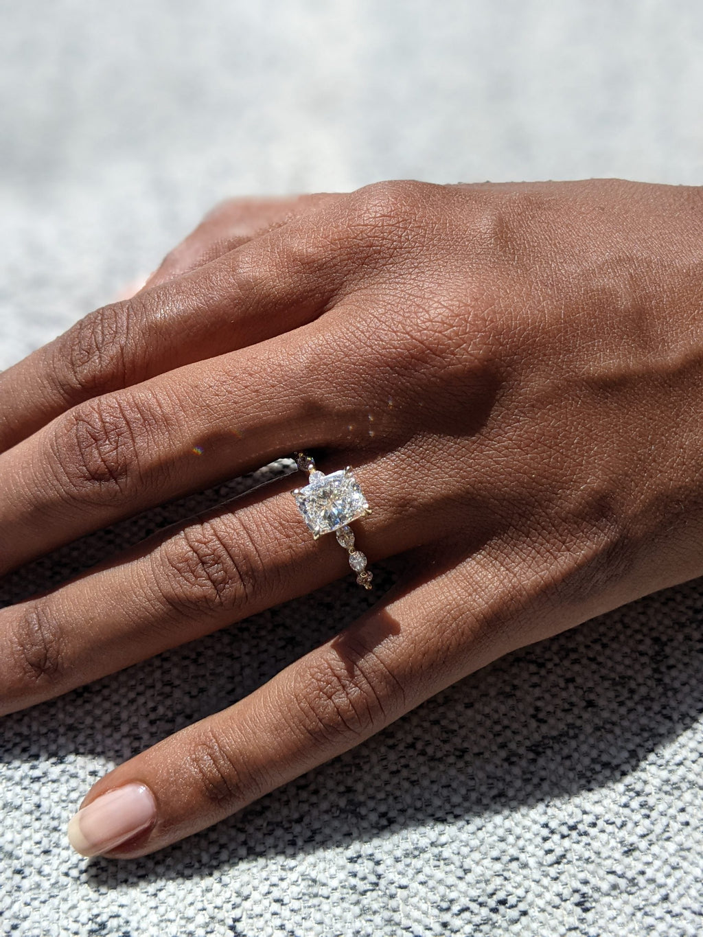 Cushion Cut Pave Lab Grown Diamond Engagement Ring