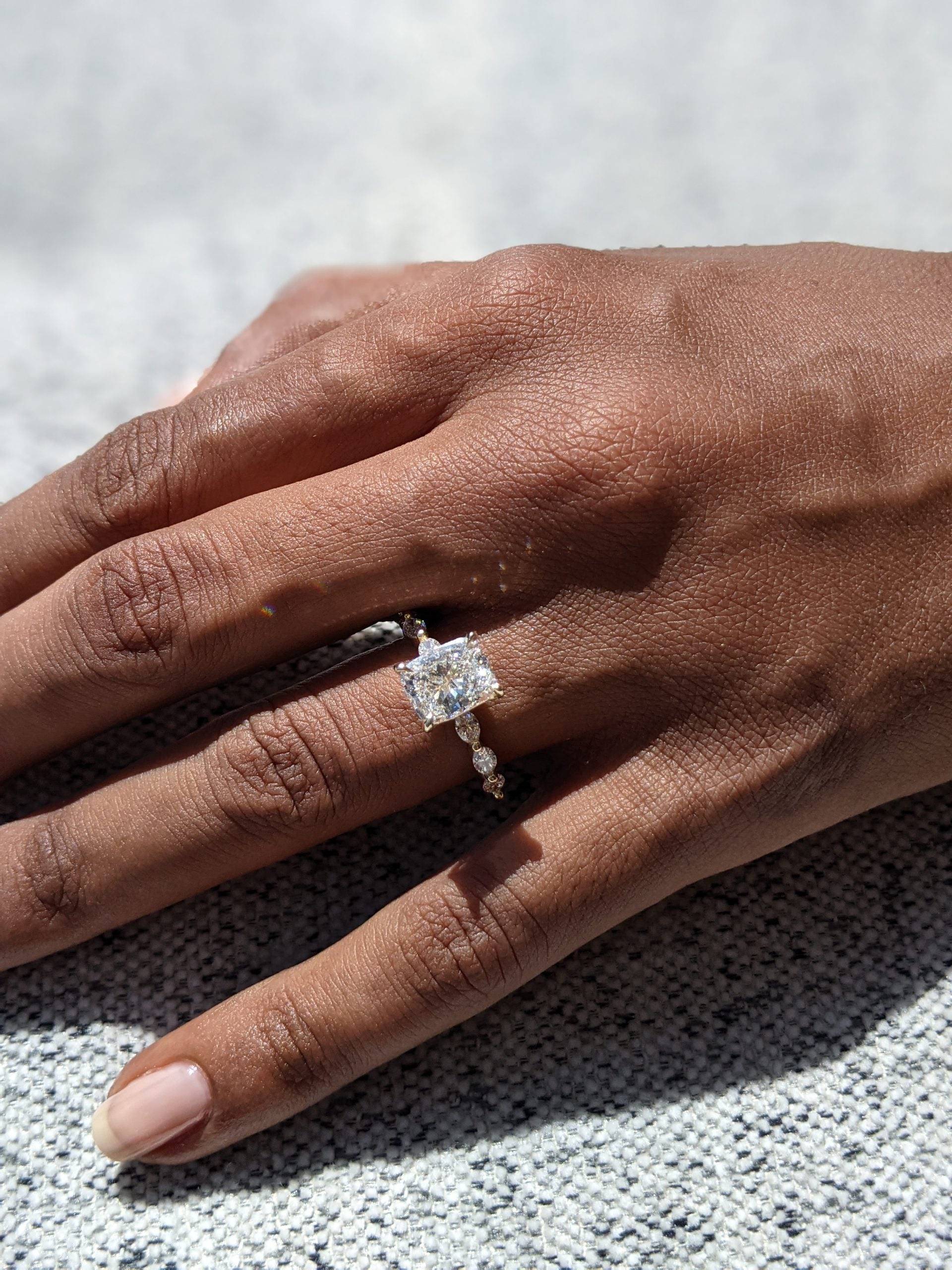 Cushion Cut Pave Lab Grown Diamond Engagement Ring