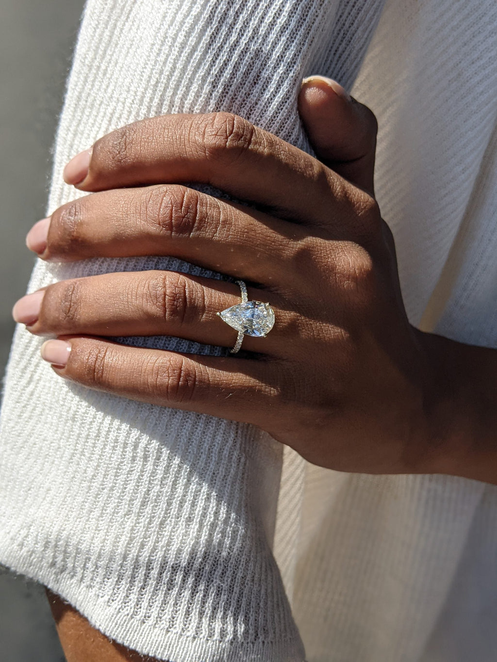 Pear Cut Pave Lab Grown Diamond Engagement Ring