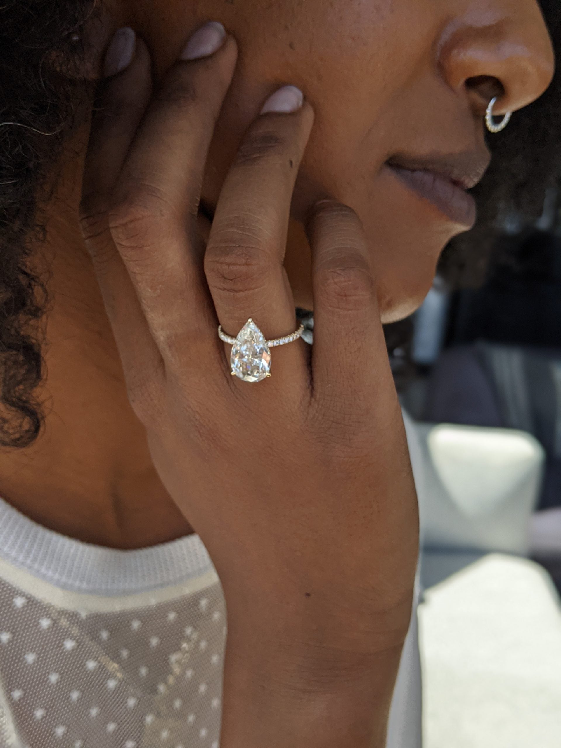 Pear Cut Pave Lab Grown Diamond Engagement Ring