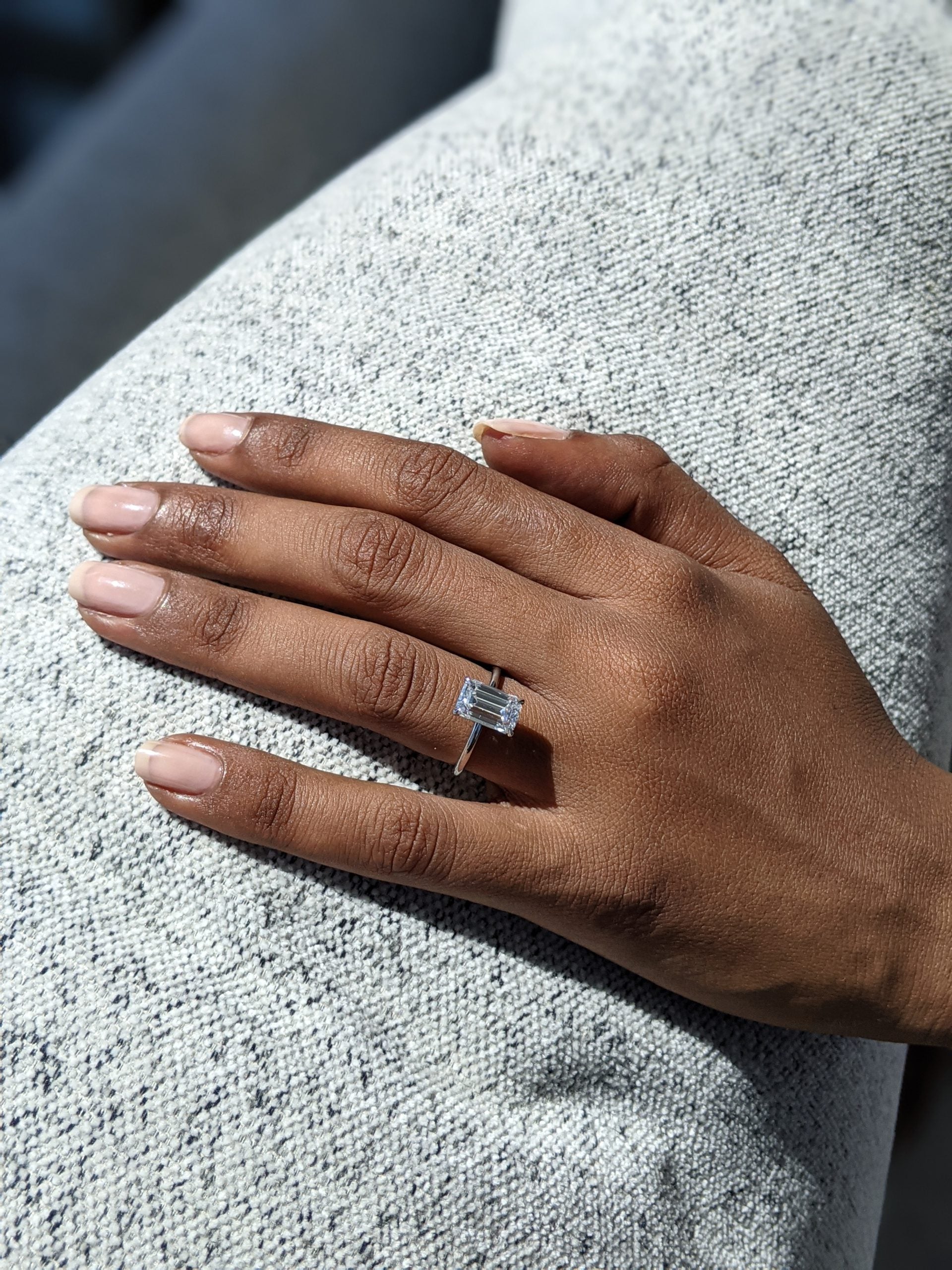 Emerald Solitaire Lab Grown Diamond Engagement Ring