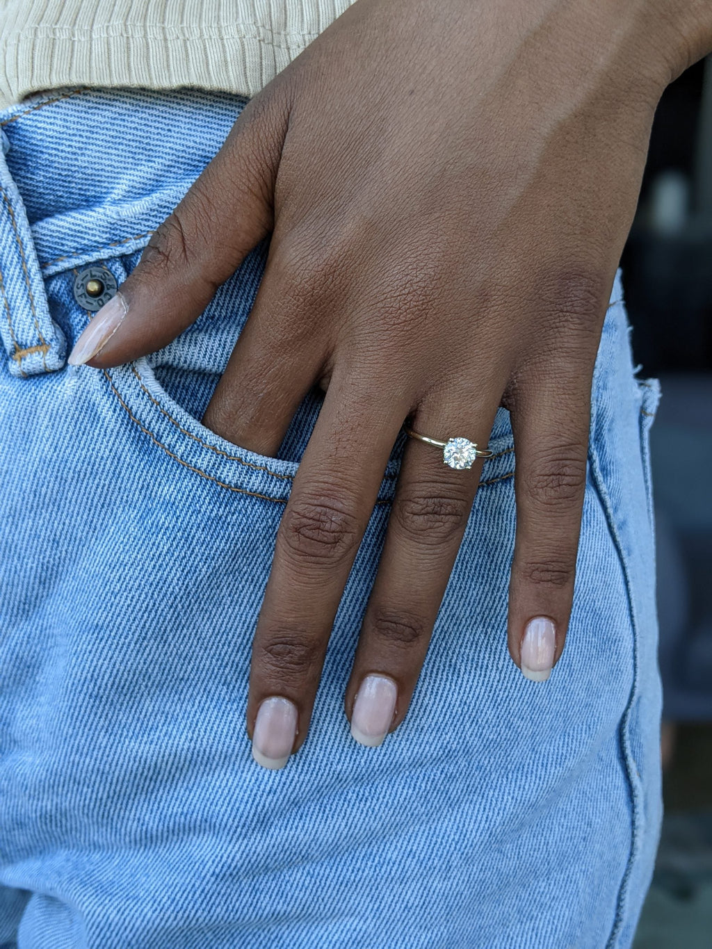 Round Hidden Halo Lab Grown Diamond Engagement Ring