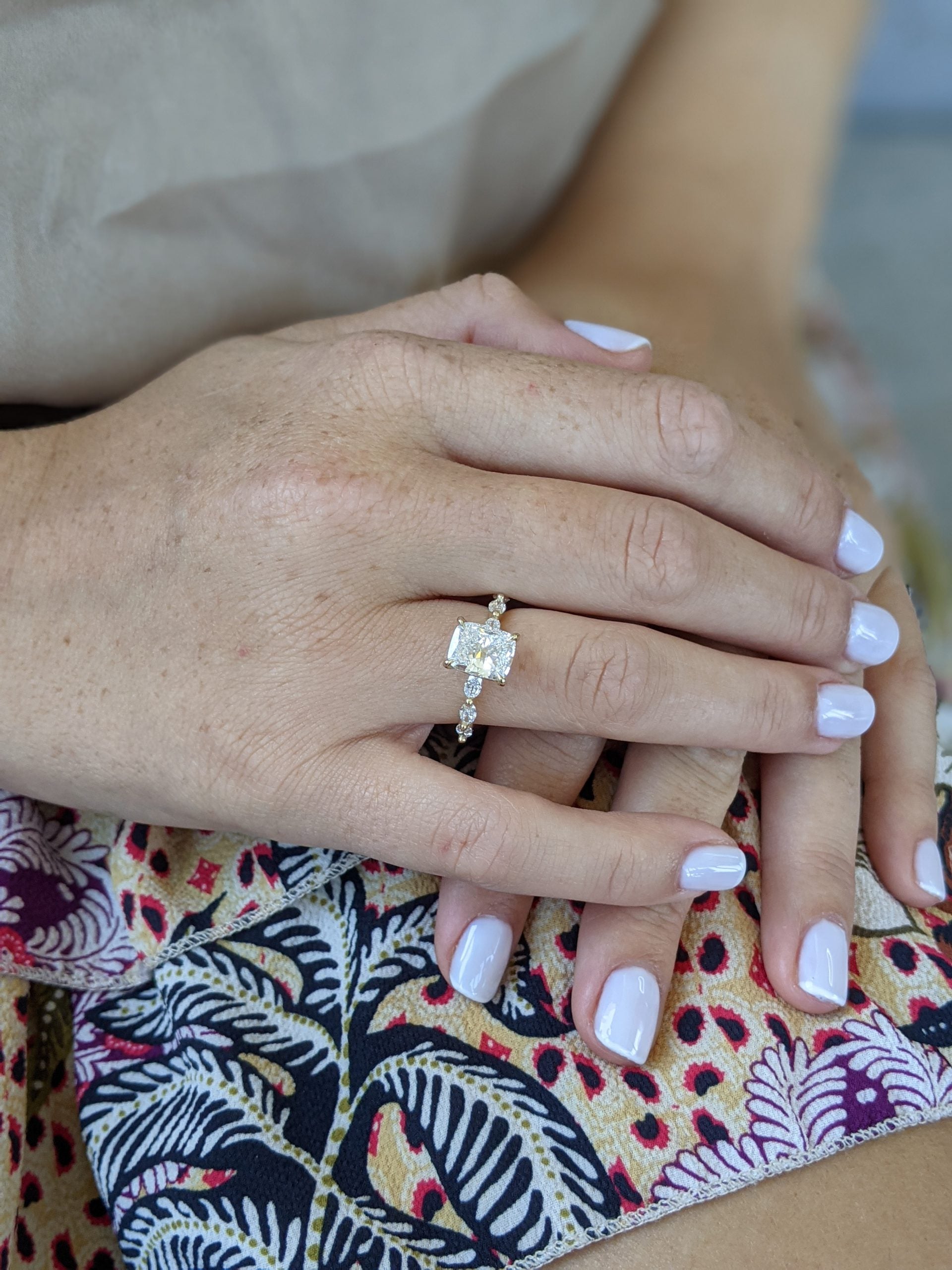 Cushion Cut Pave Lab Grown Diamond Engagement Ring