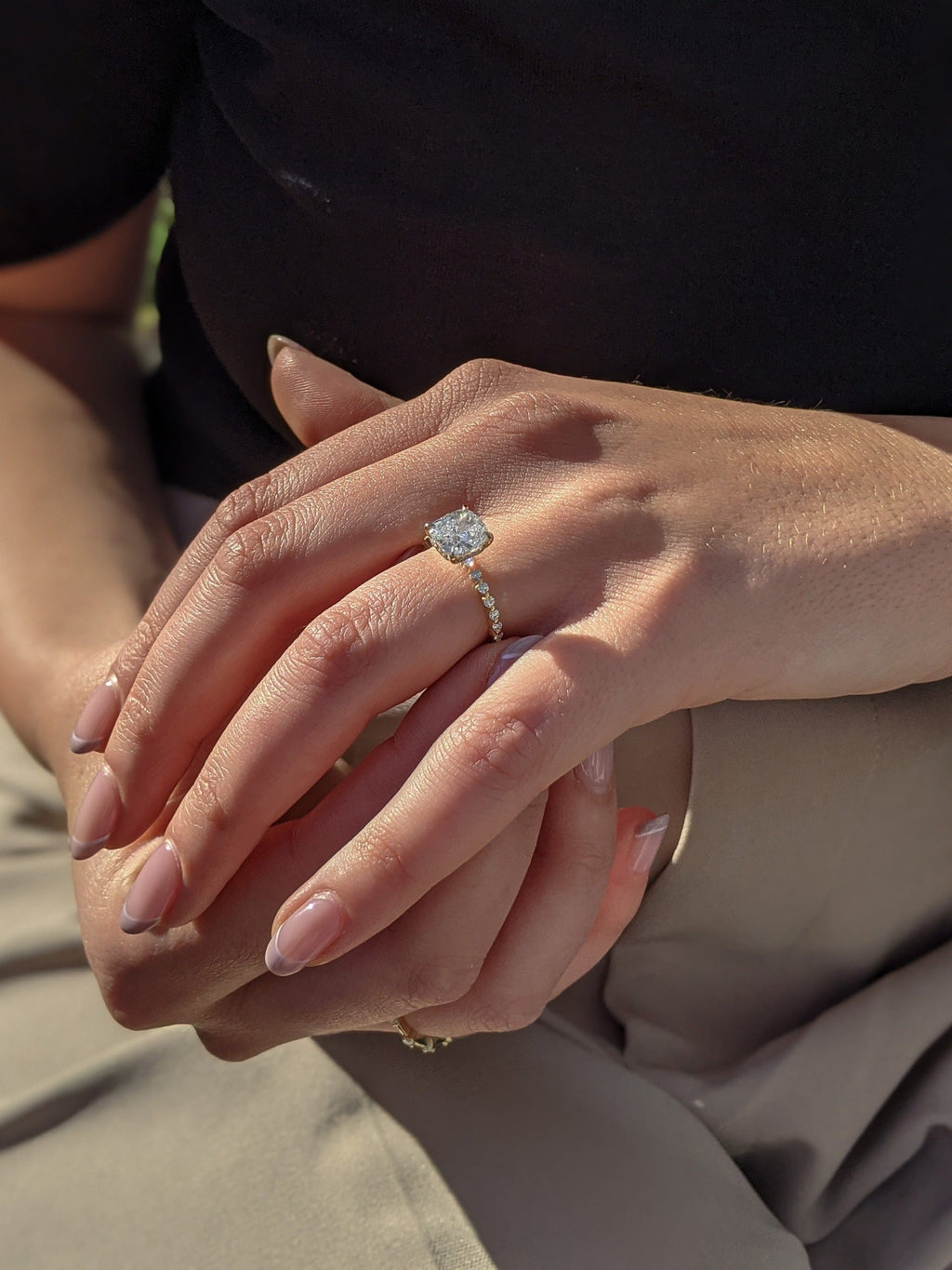 Cushion Pave Lab Grown Diamond Engagement Ring
