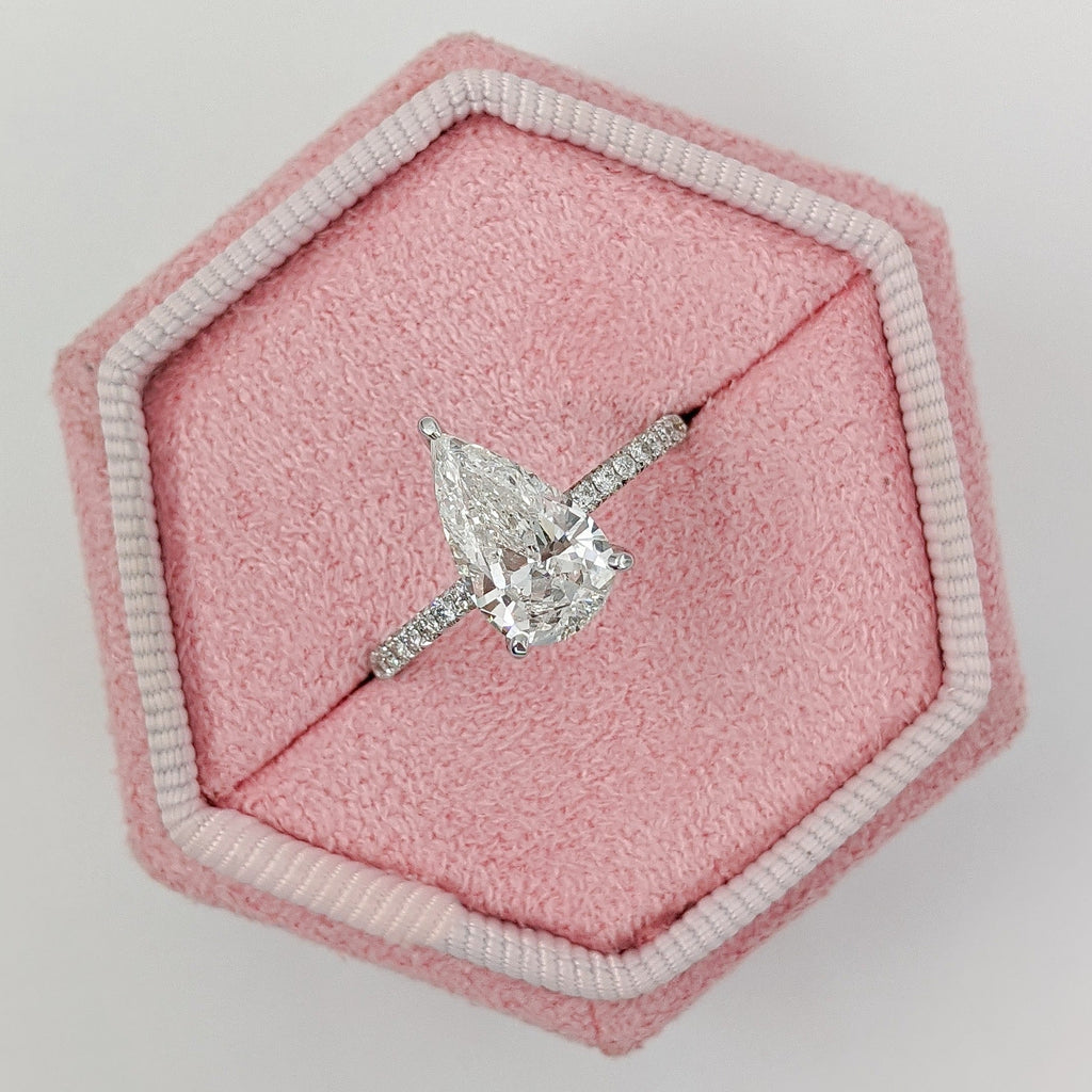 Pear Cut Pave Lab Grown Diamond Engagement Ring