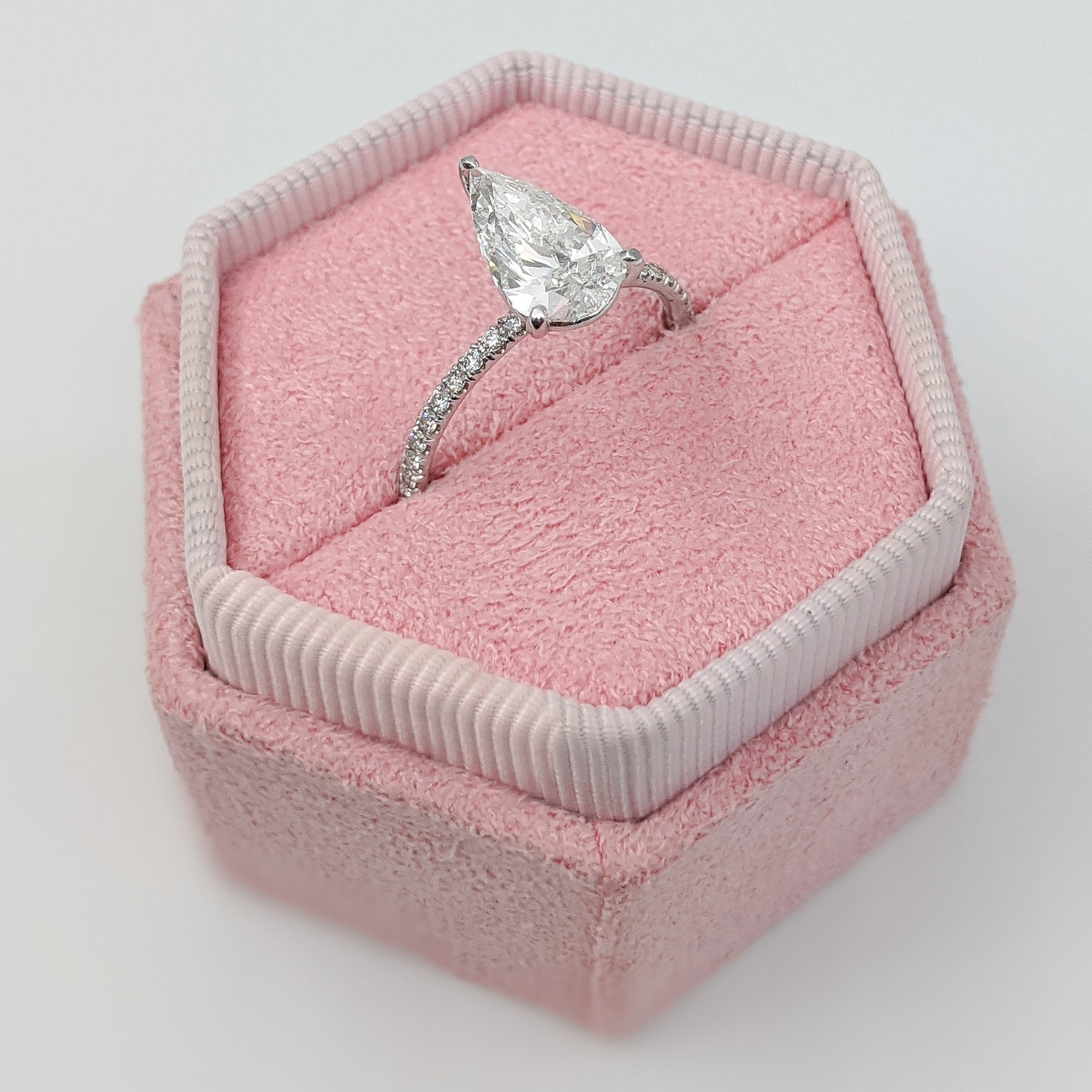 Pear Cut Pave Lab Grown Diamond Engagement Ring