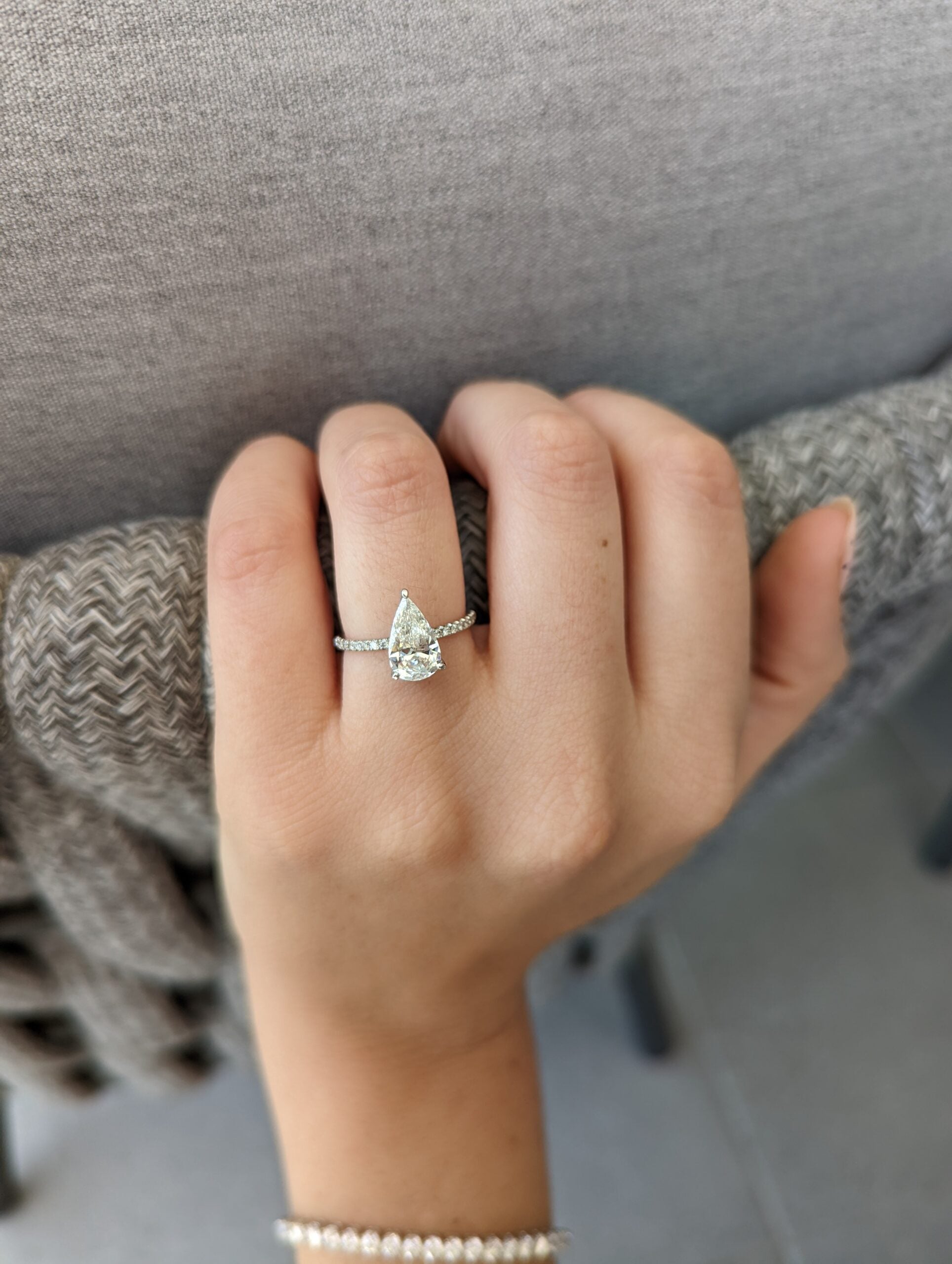 Pear Cut Pave Lab Grown Diamond Engagement Ring