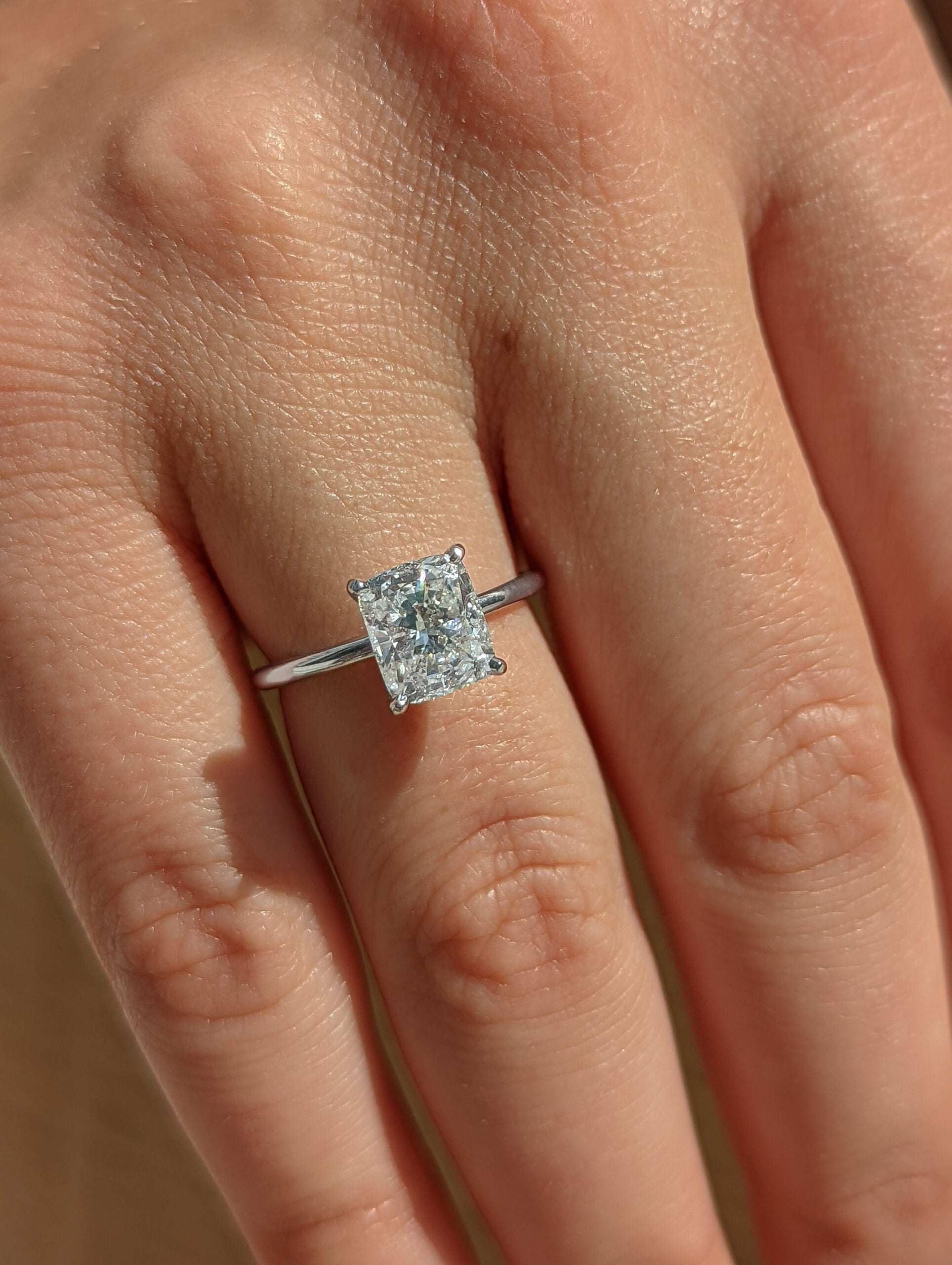 Cushion Solitaire Lab Grown Diamond Engagement Ring