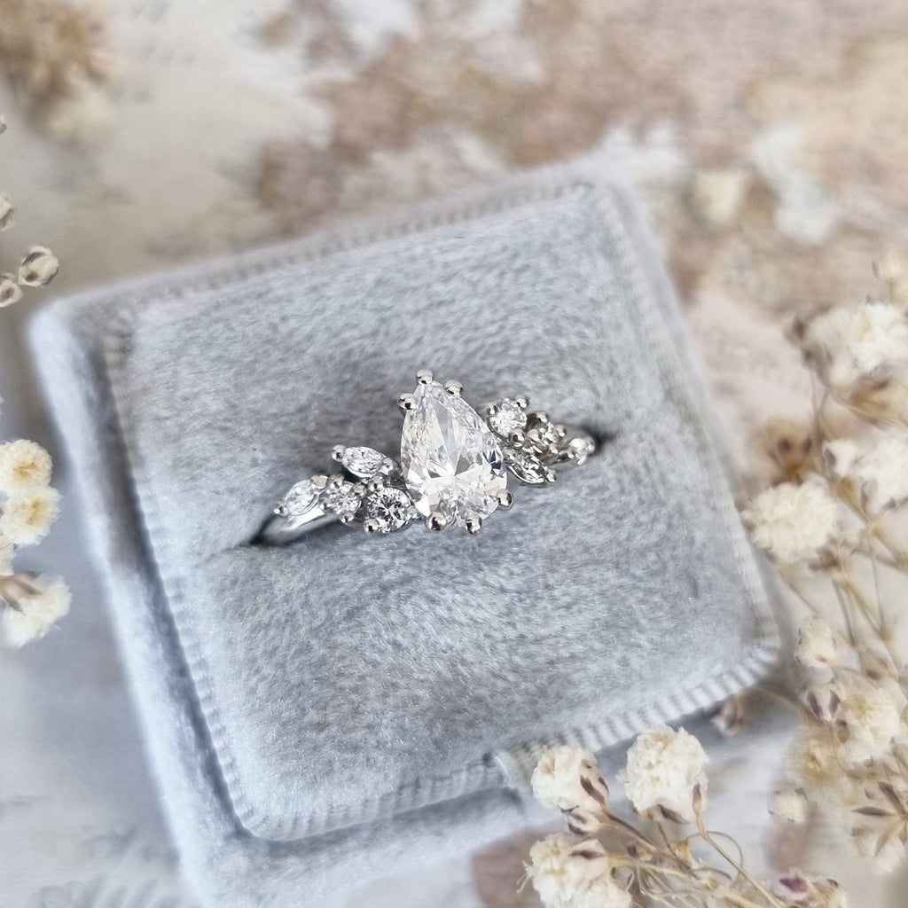 Pear Cluster Lab Grown Diamond Engagement Ring