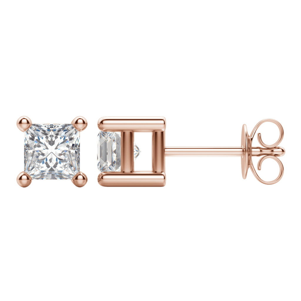 0.50 CT-2.0 CT Princess Solitaire Lab Grown Diamond Earrings