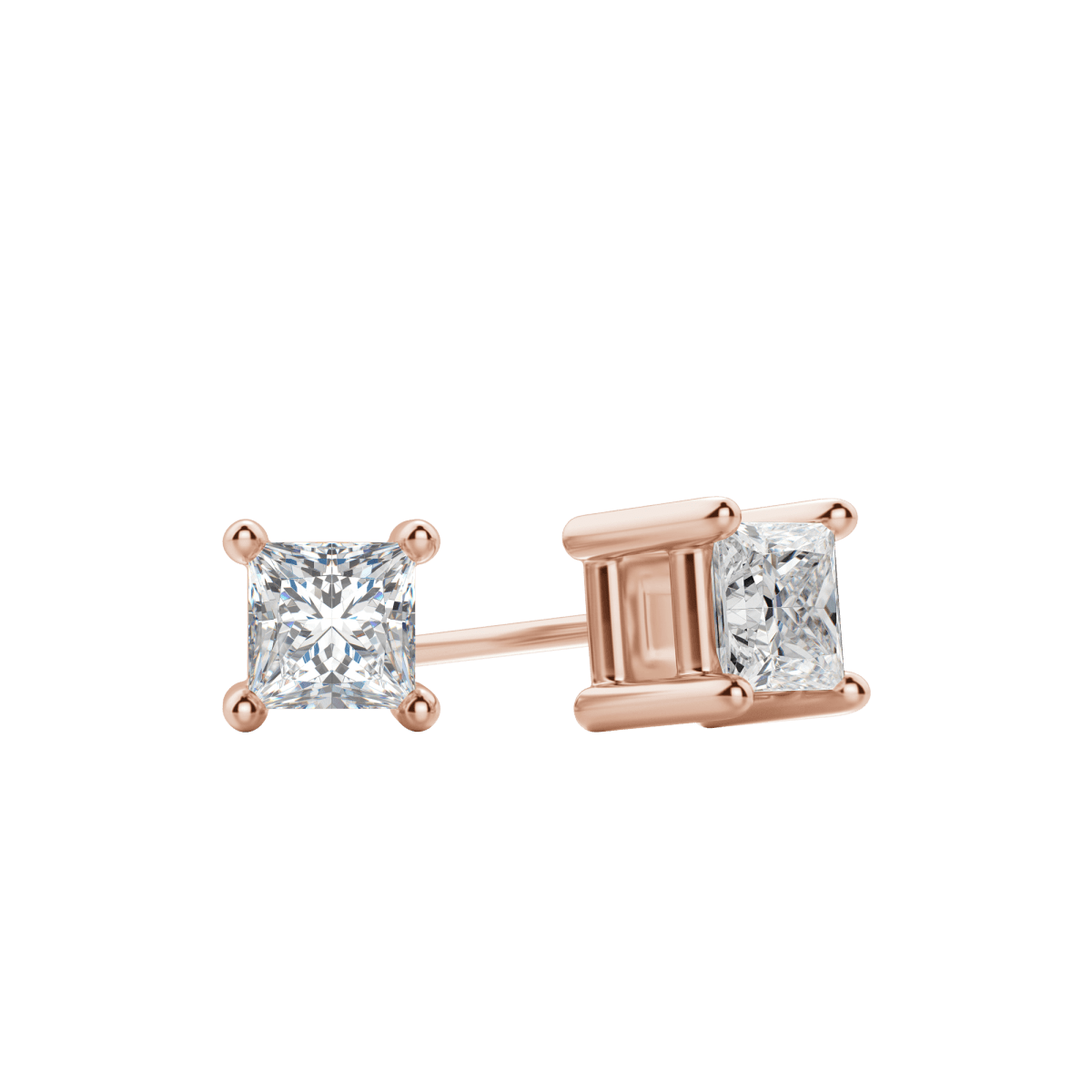 0.50 CT-2.0 CT Princess Solitaire Lab Grown Diamond Earrings