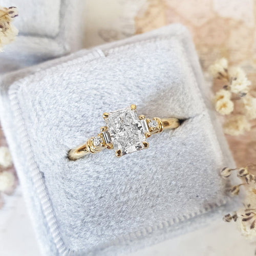 Radiant Cluster Lab Grown Diamond Engagement Ring