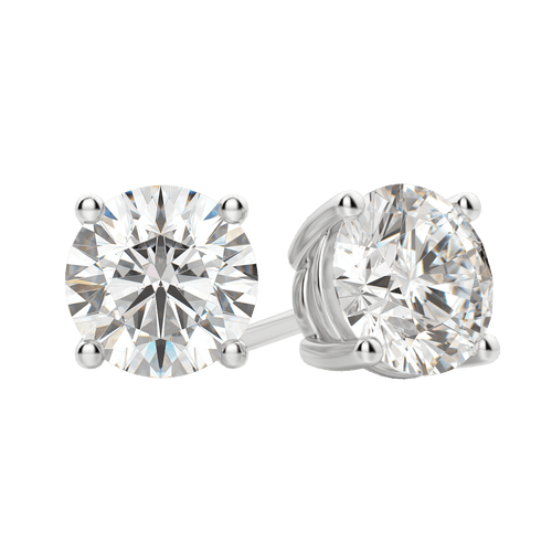 0.50 CT-4.0 CT Round Solitaire Lab Grown Diamond Earrings