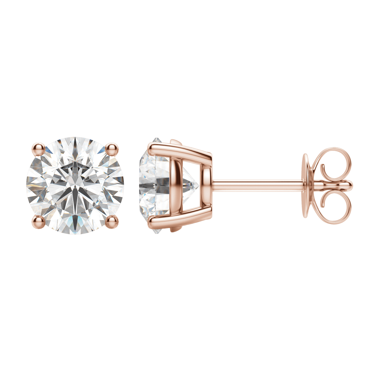 0.50 CT-4.0 CT Round Solitaire Lab Grown Diamond Earrings