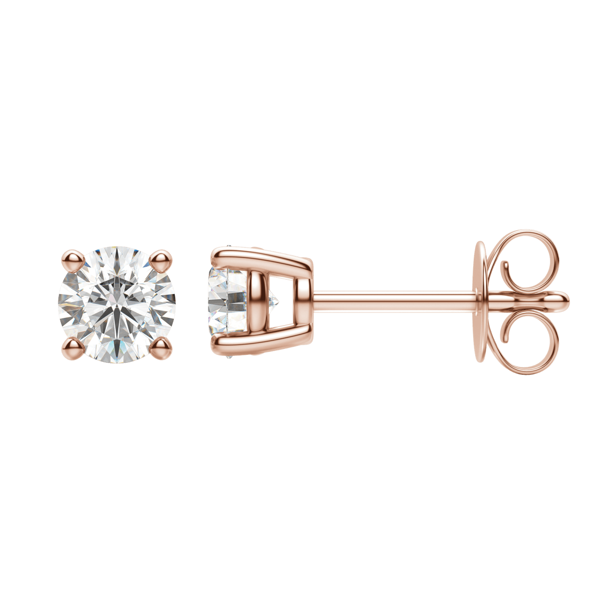 0.50 CT-4.0 CT Round Solitaire Lab Grown Diamond Earrings