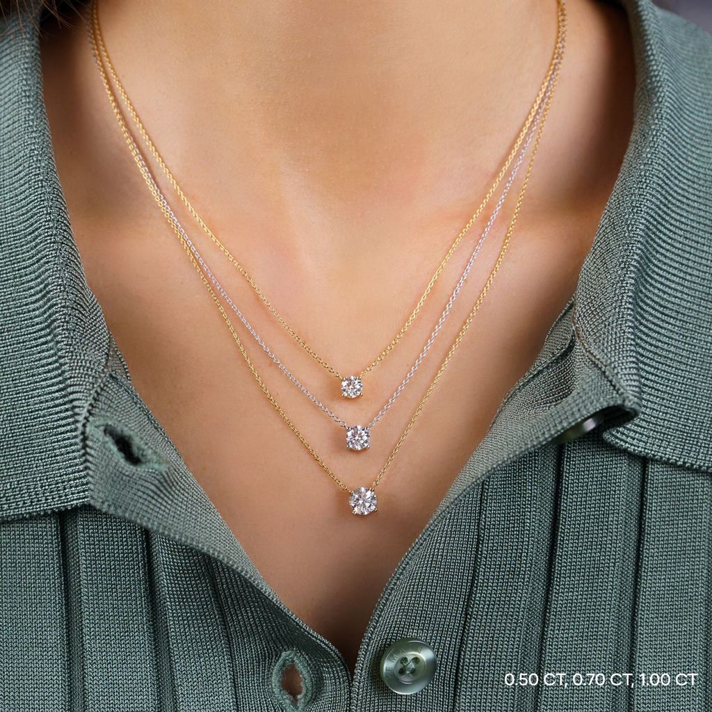 0.50 CT Round Solitaire Lab Grown Diamond Necklace
