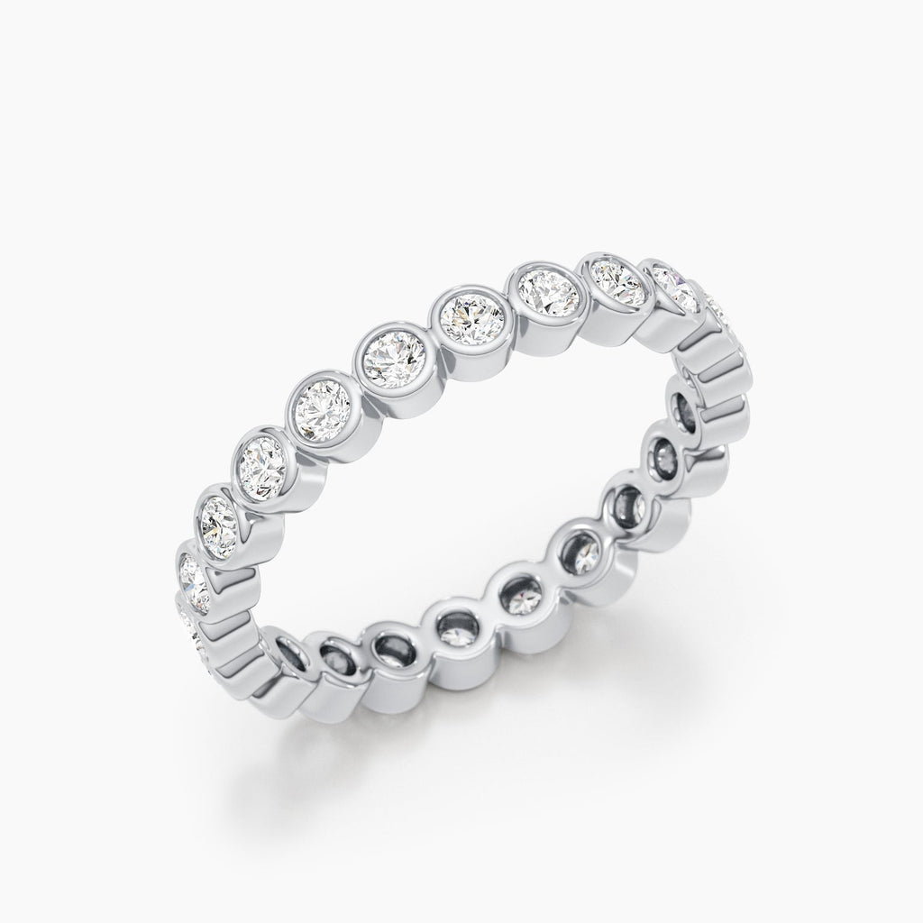 1.65 CT Round Bezel Full Eternity Lab Grown Diamond Wedding Band