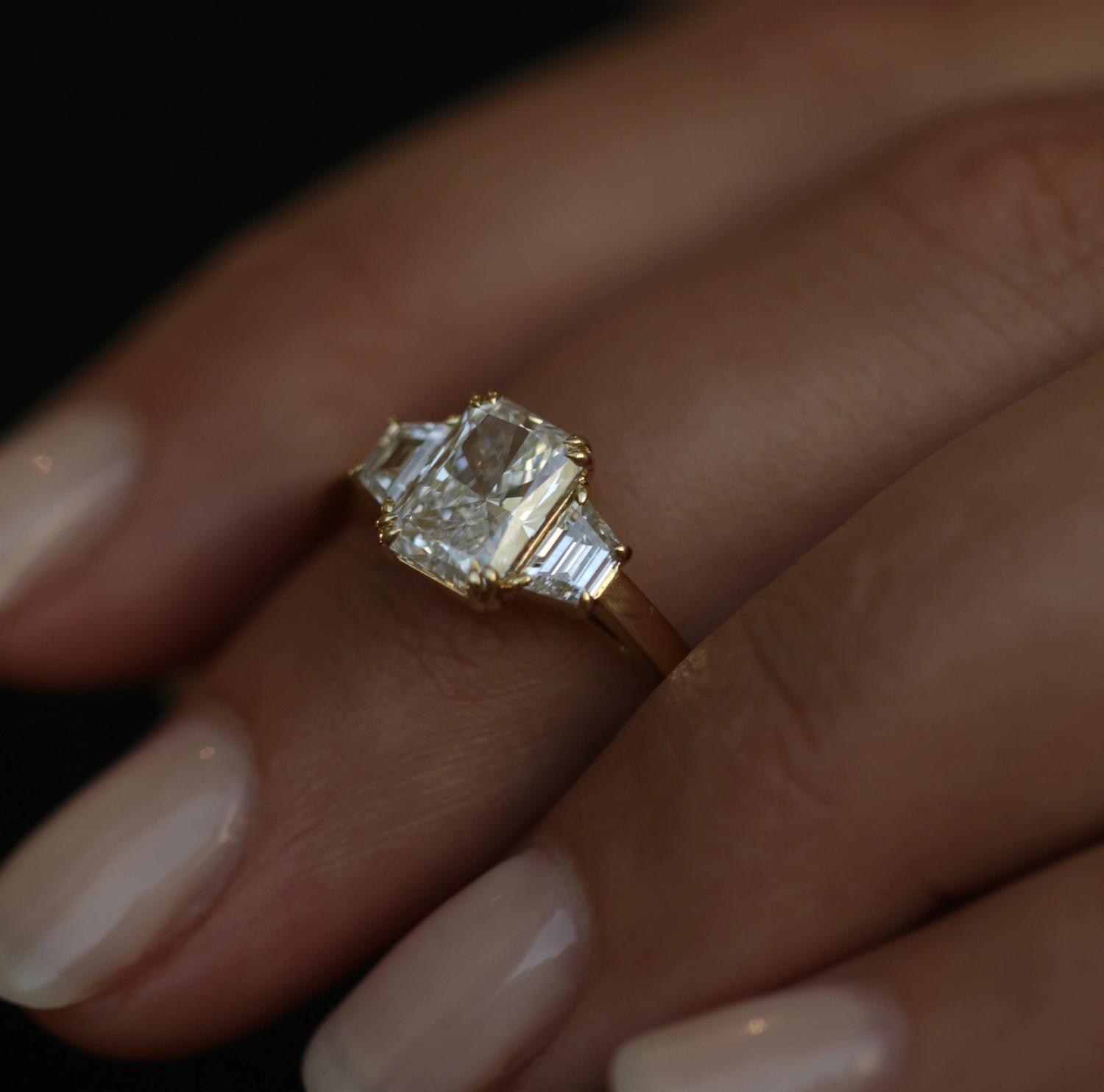 1.50 CT Radiant Three Stones Lab Grown Diamond Diamond Engagement Ring