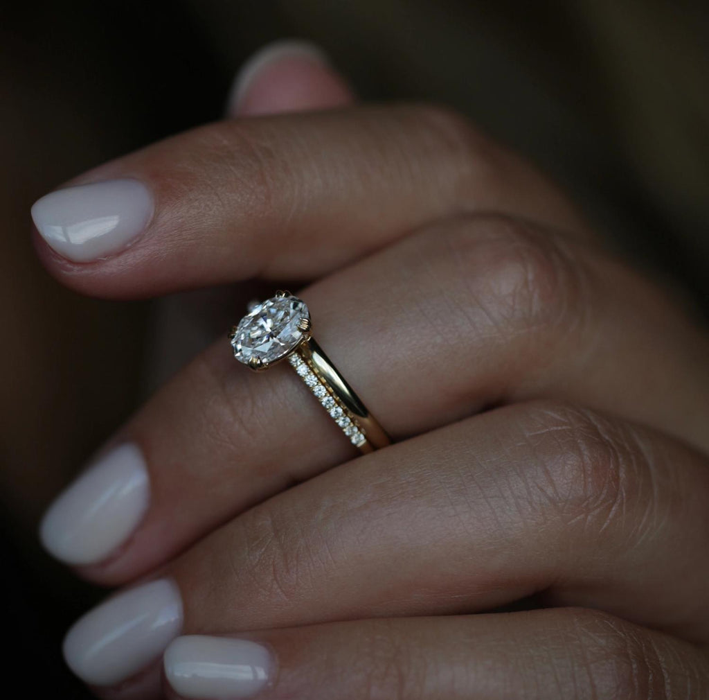 Oval Cut Pave Lab Grown Diamond Engagement Ring
