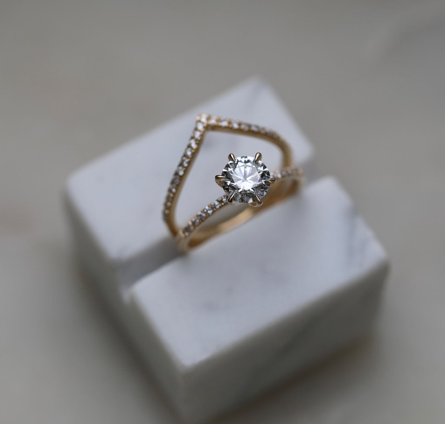 Round Cut Pave Lab Grown Diamond Engagement Ring