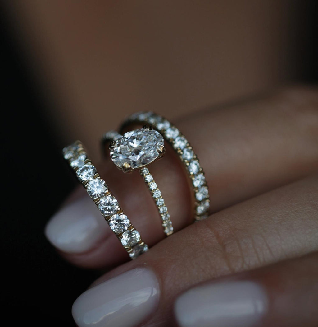 Oval Cut Pave Lab Grown Diamond Engagement Ring