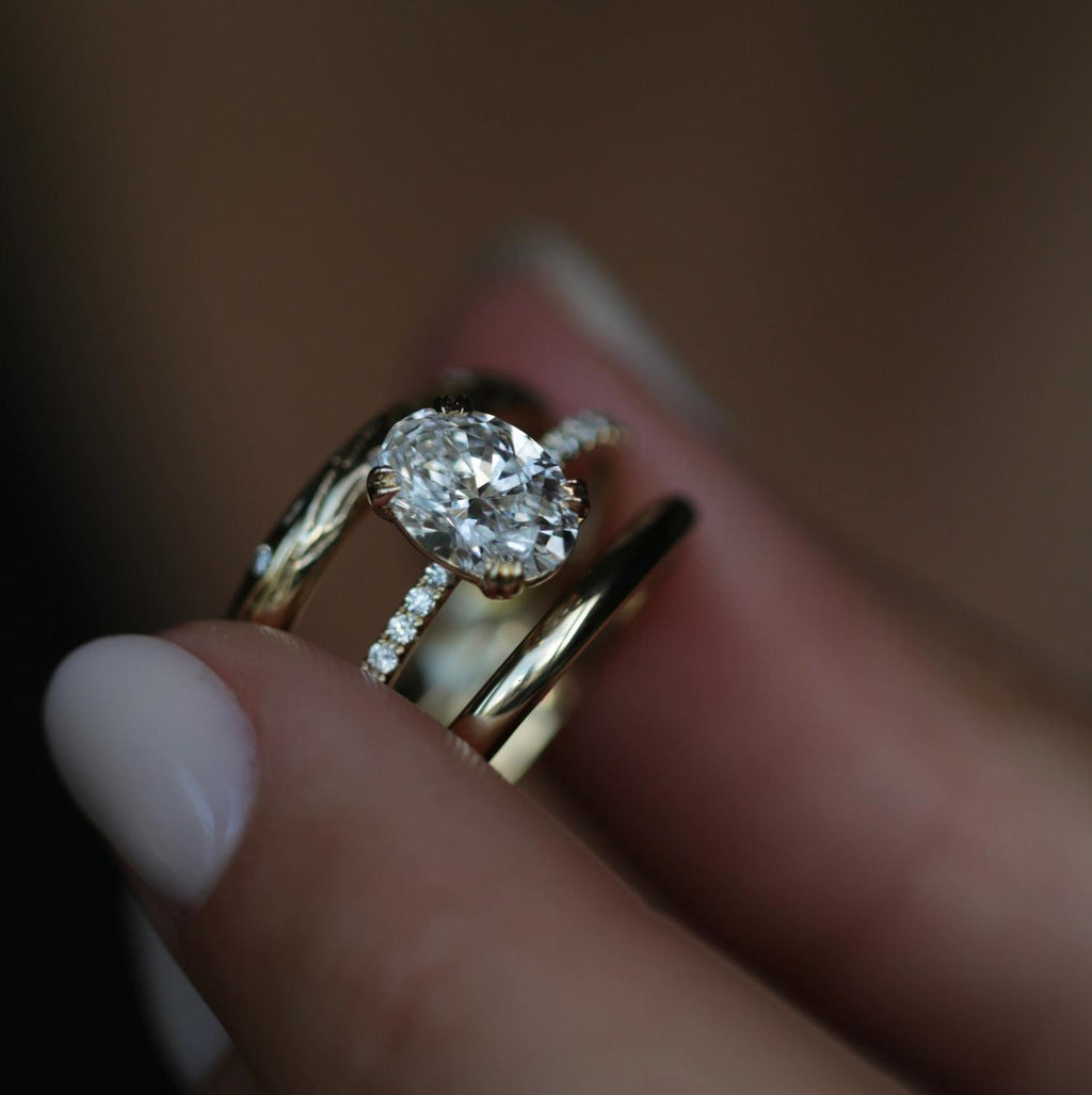 Oval Cut Pave Lab Grown Diamond Engagement Ring